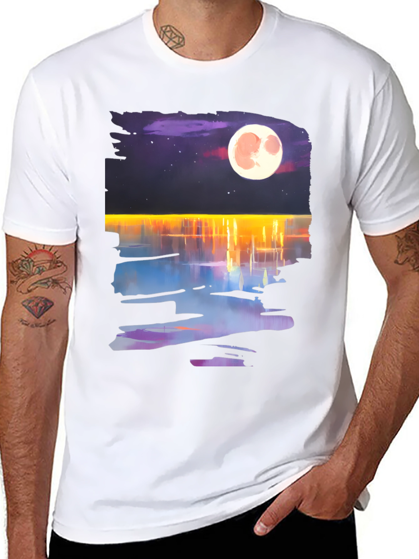 Moonlit Waters Graphic Tee - Mens Black T-Shirt