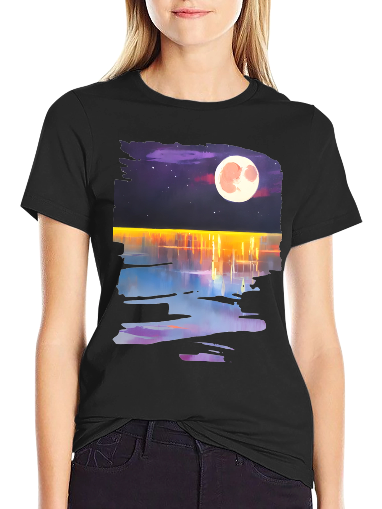 Moonlit Waters Graphic Tee - Mens Black T-Shirt