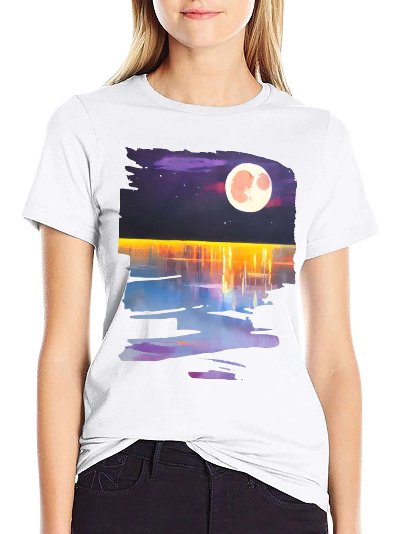 Moonlit Waters Graphic Tee - Mens Black T-Shirt
