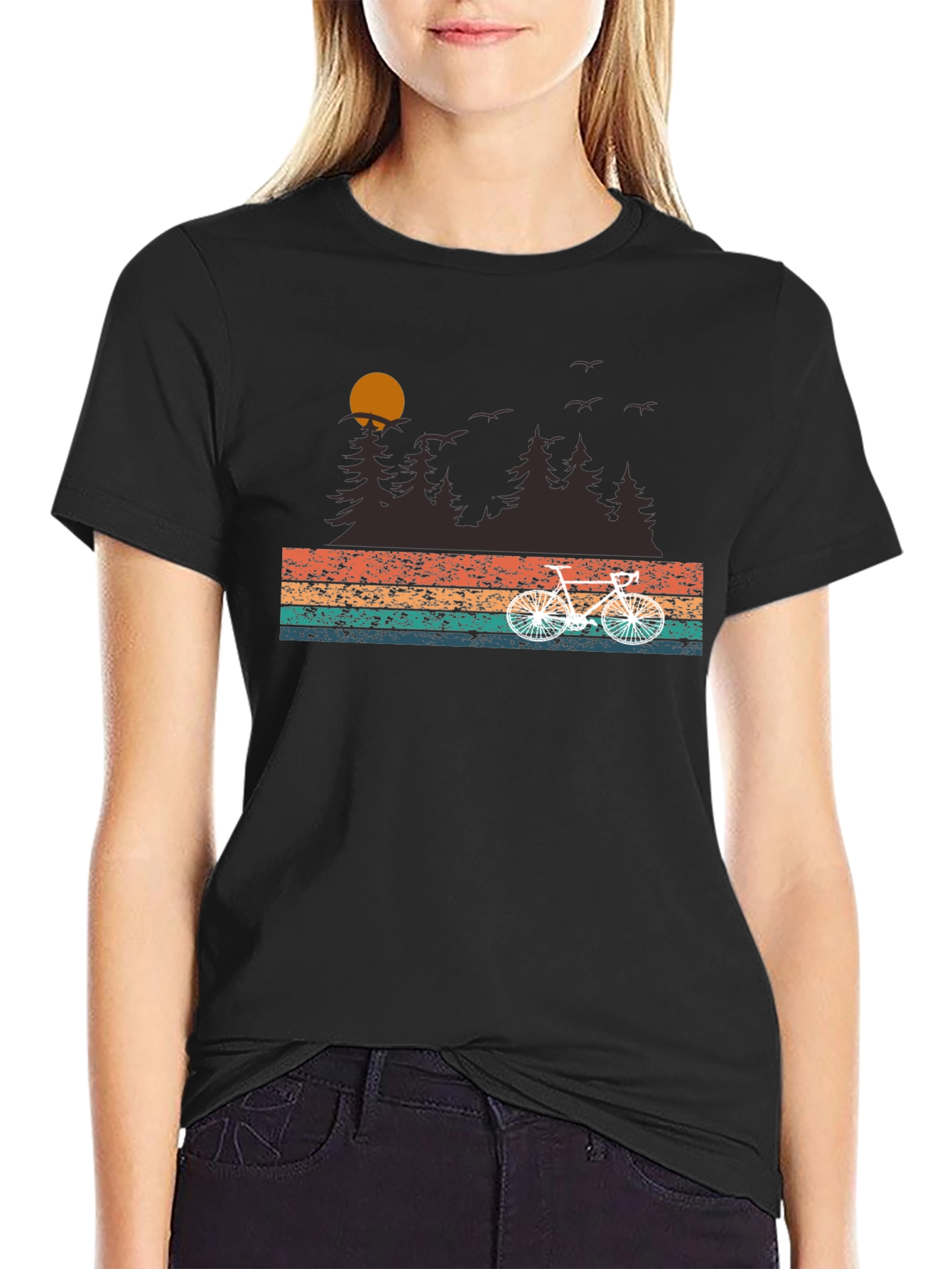 Retro Bike Ride T-Shirt - Nature Scene Graphic Tee