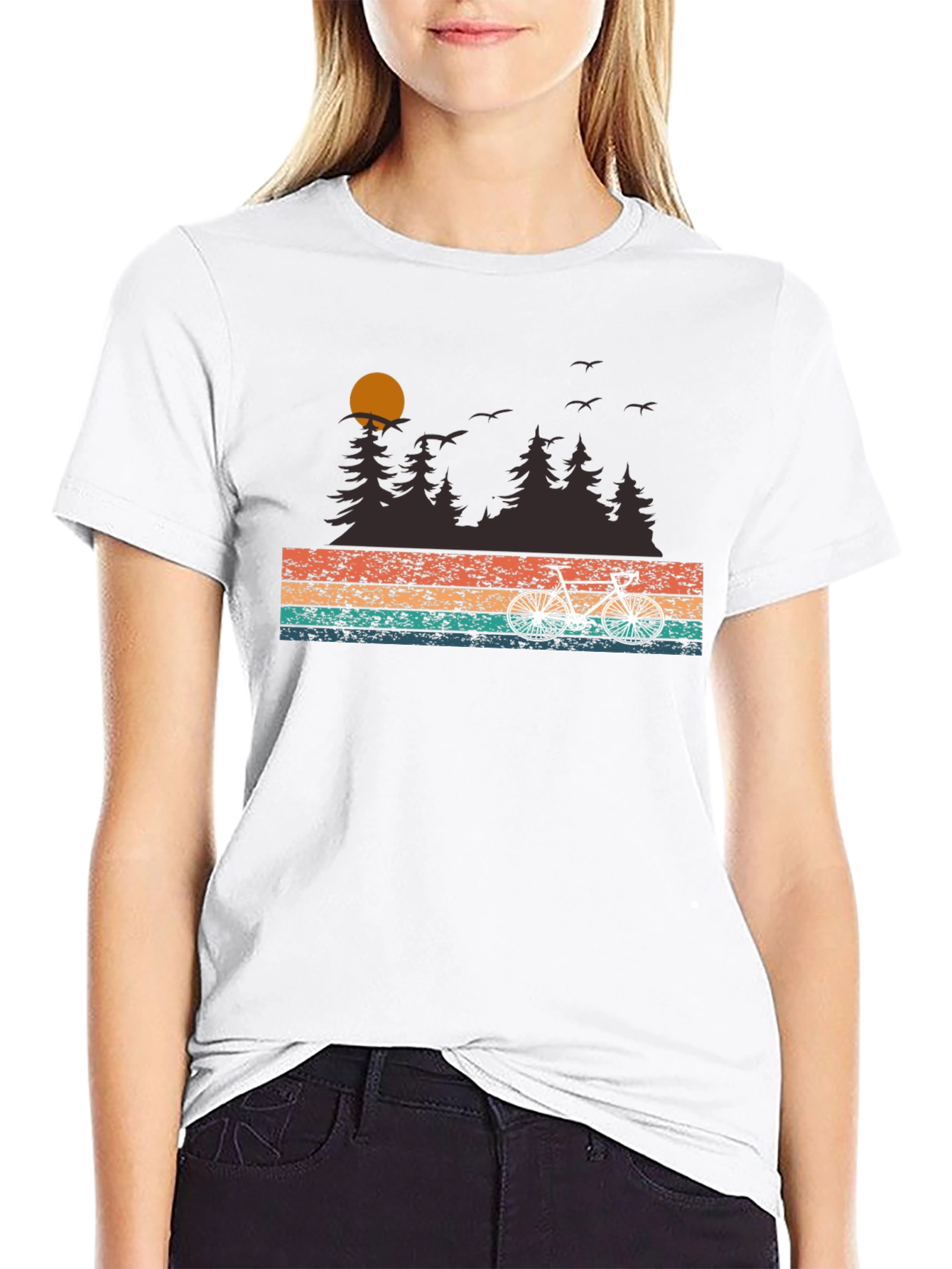 Retro Bike Ride T-Shirt - Nature Scene Graphic Tee