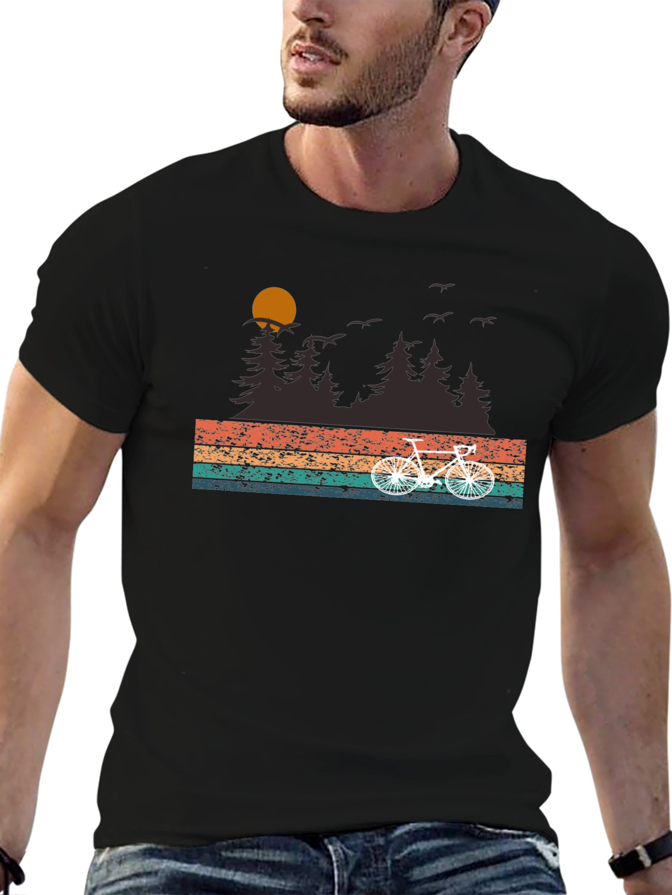 Retro Bike Ride T-Shirt - Nature Scene Graphic Tee