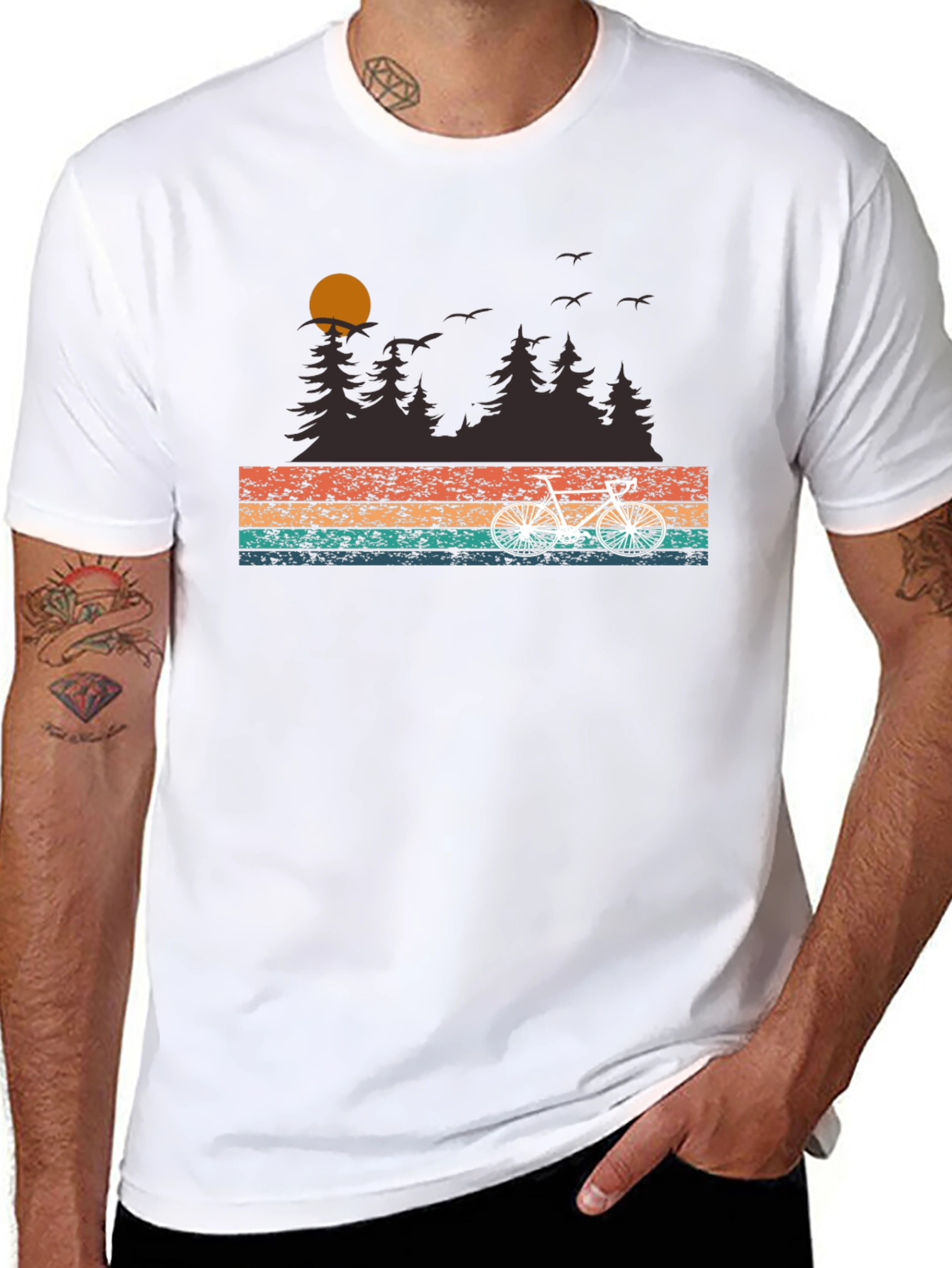 Retro Bike Ride T-Shirt - Nature Scene Graphic Tee