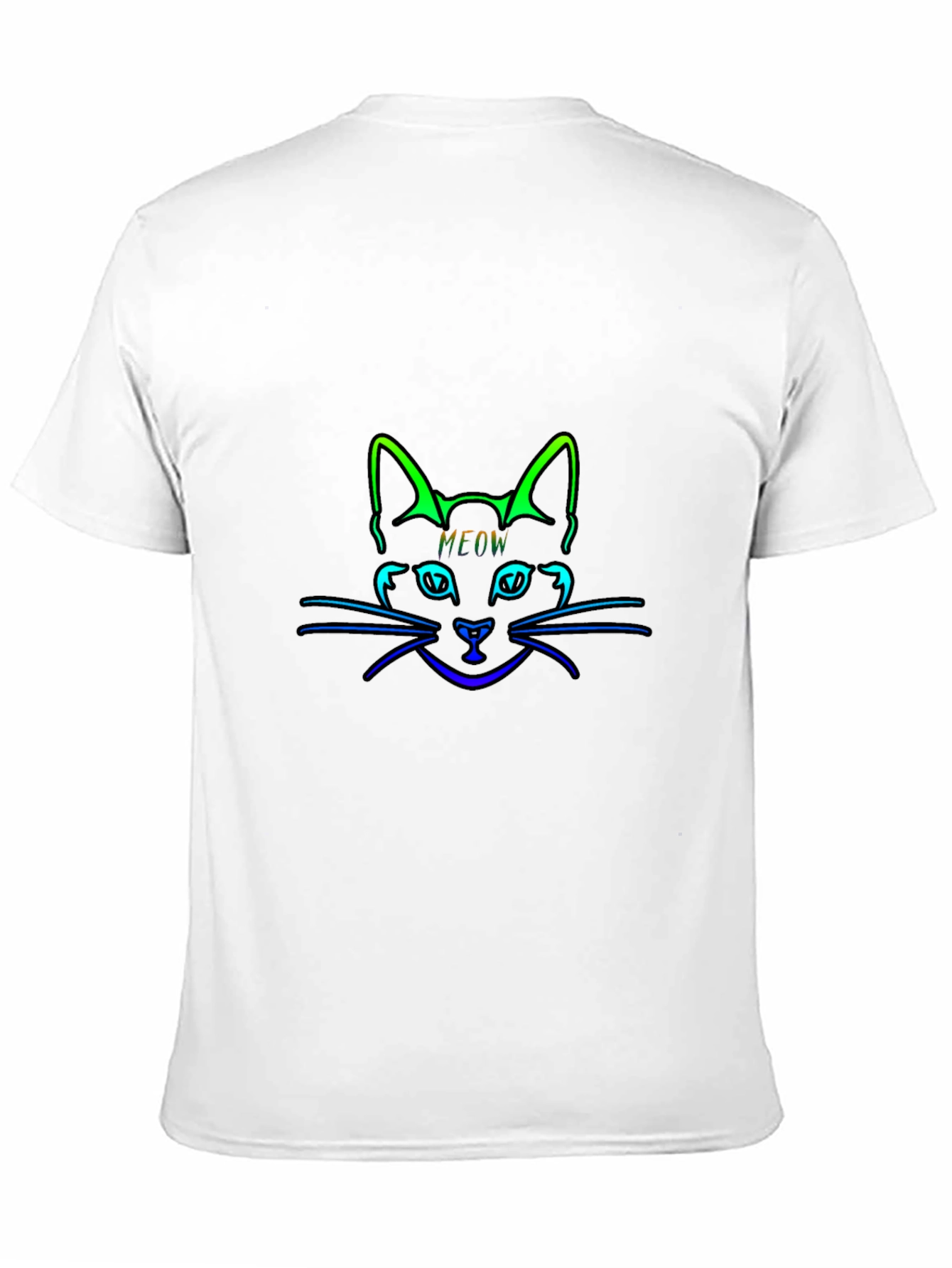 Neon Cat Meow Black T-Shirt