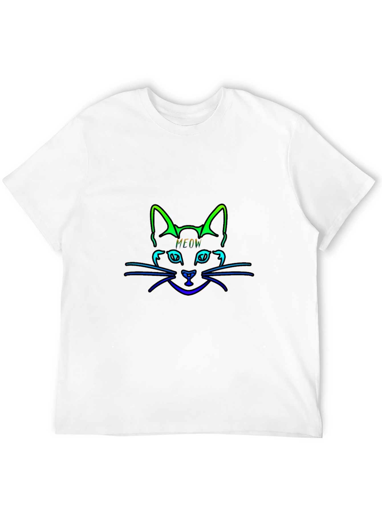 Neon Cat Meow Black T-Shirt