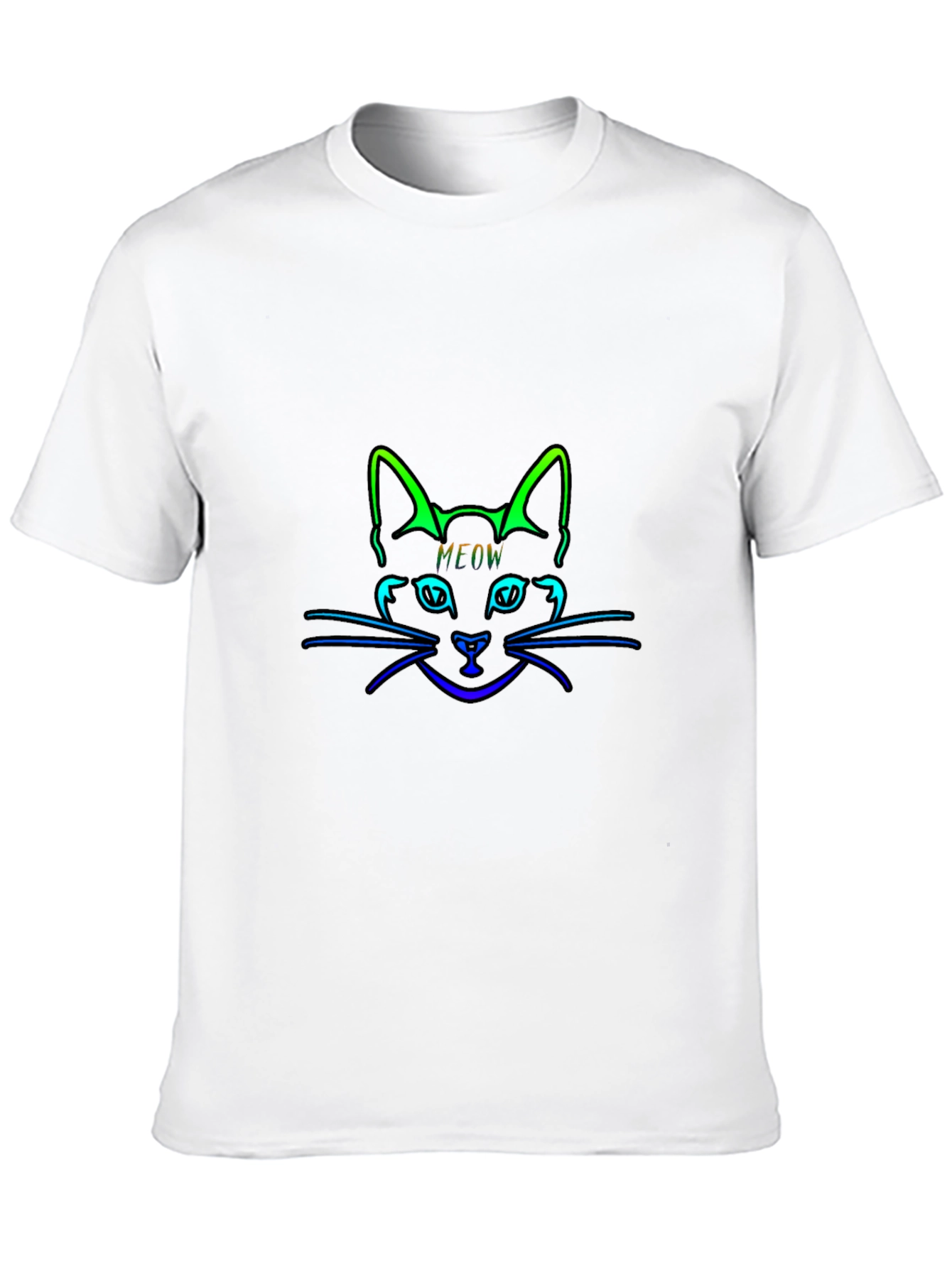 Neon Cat Meow Black T-Shirt