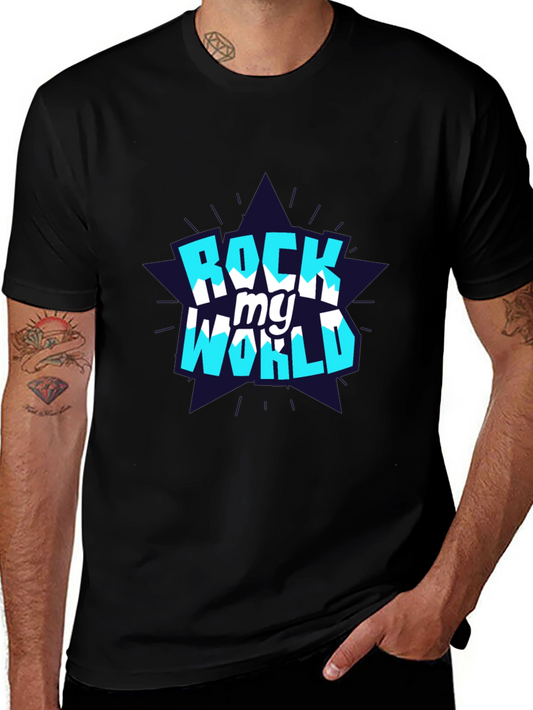 Rock My World Graphic Tee - Stylish Black Cotton T-Shirt