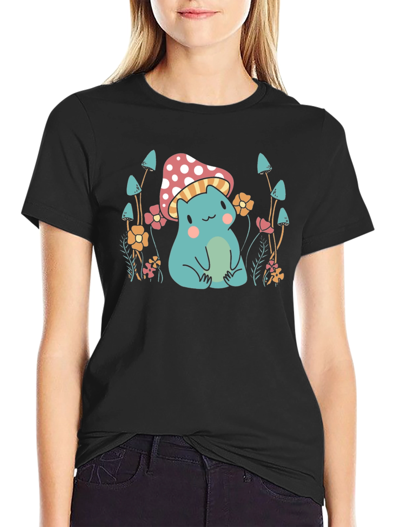 Cute Mushroom Frog Graphic Tee