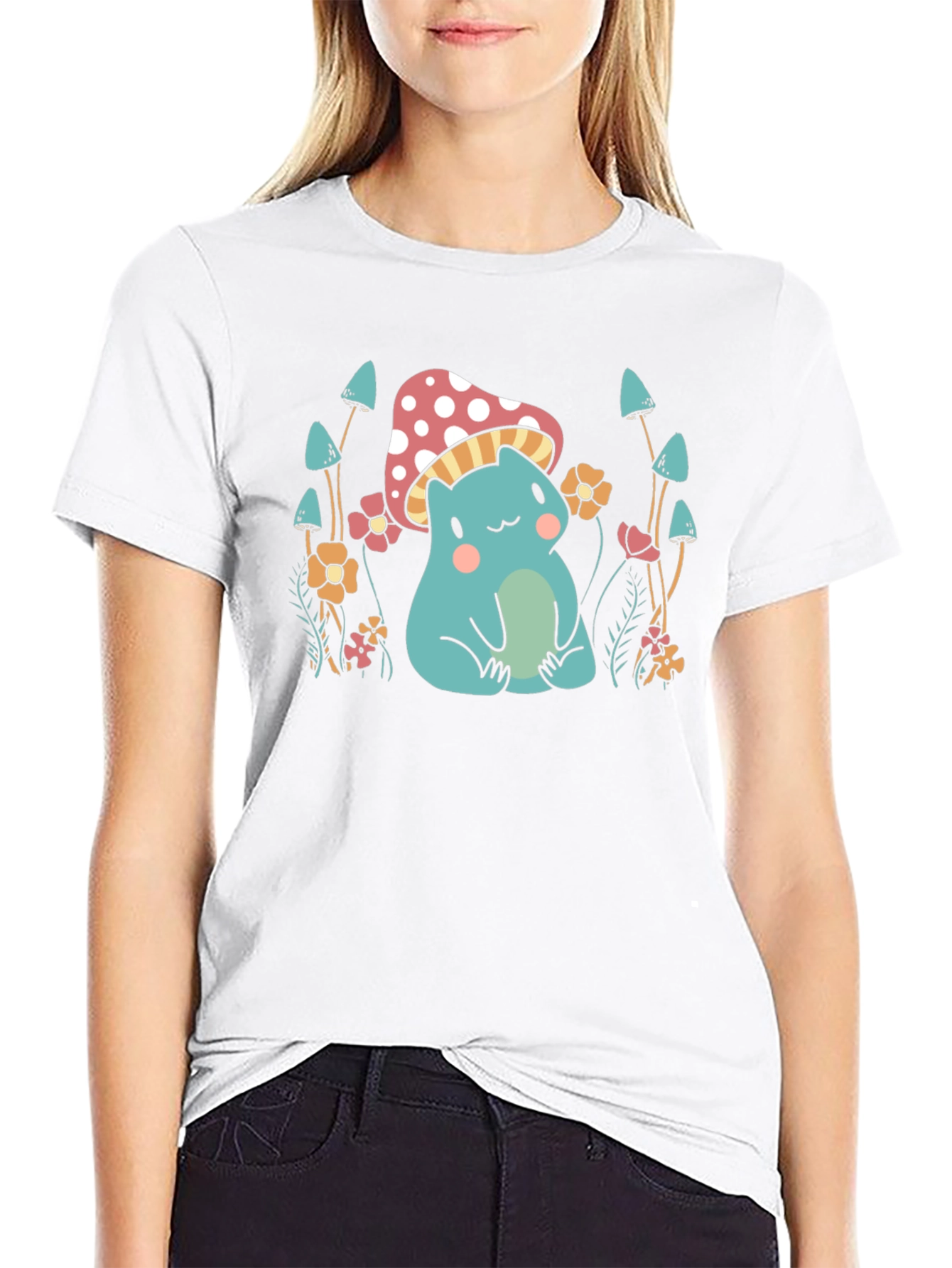 Cute Mushroom Frog Graphic Tee