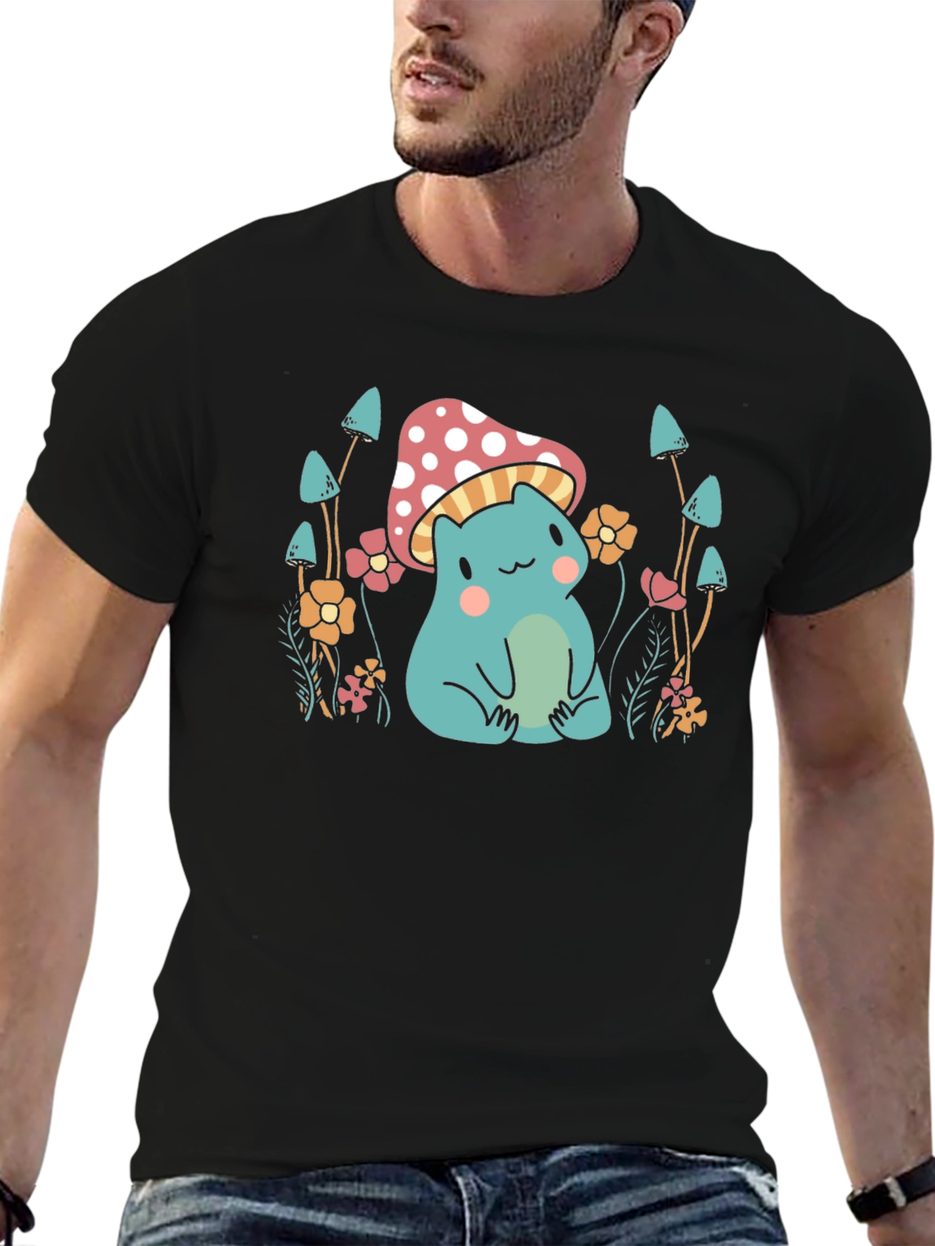 Cute Mushroom Frog Graphic Tee