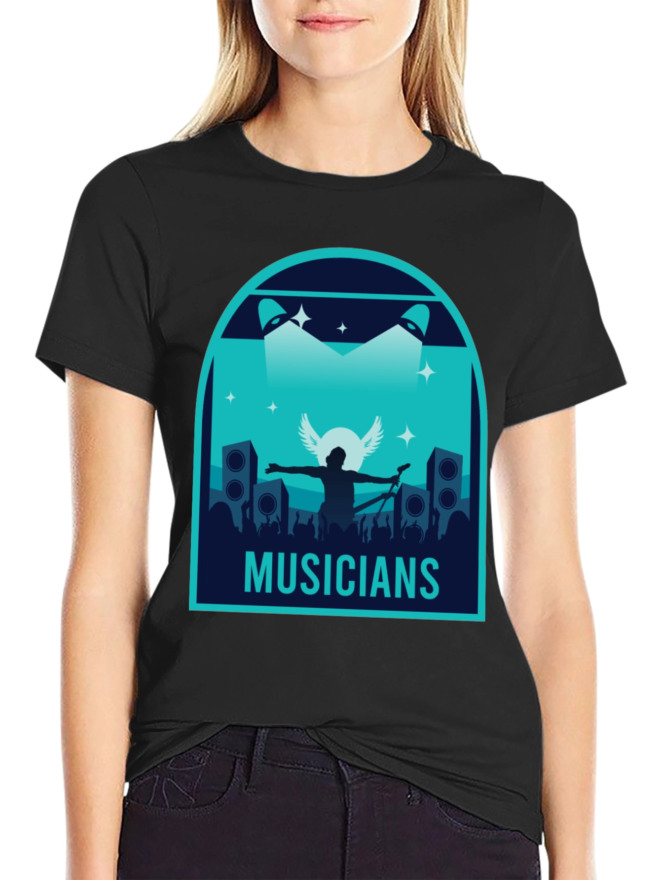 Musicians Graphic Print Black T-Shirt
