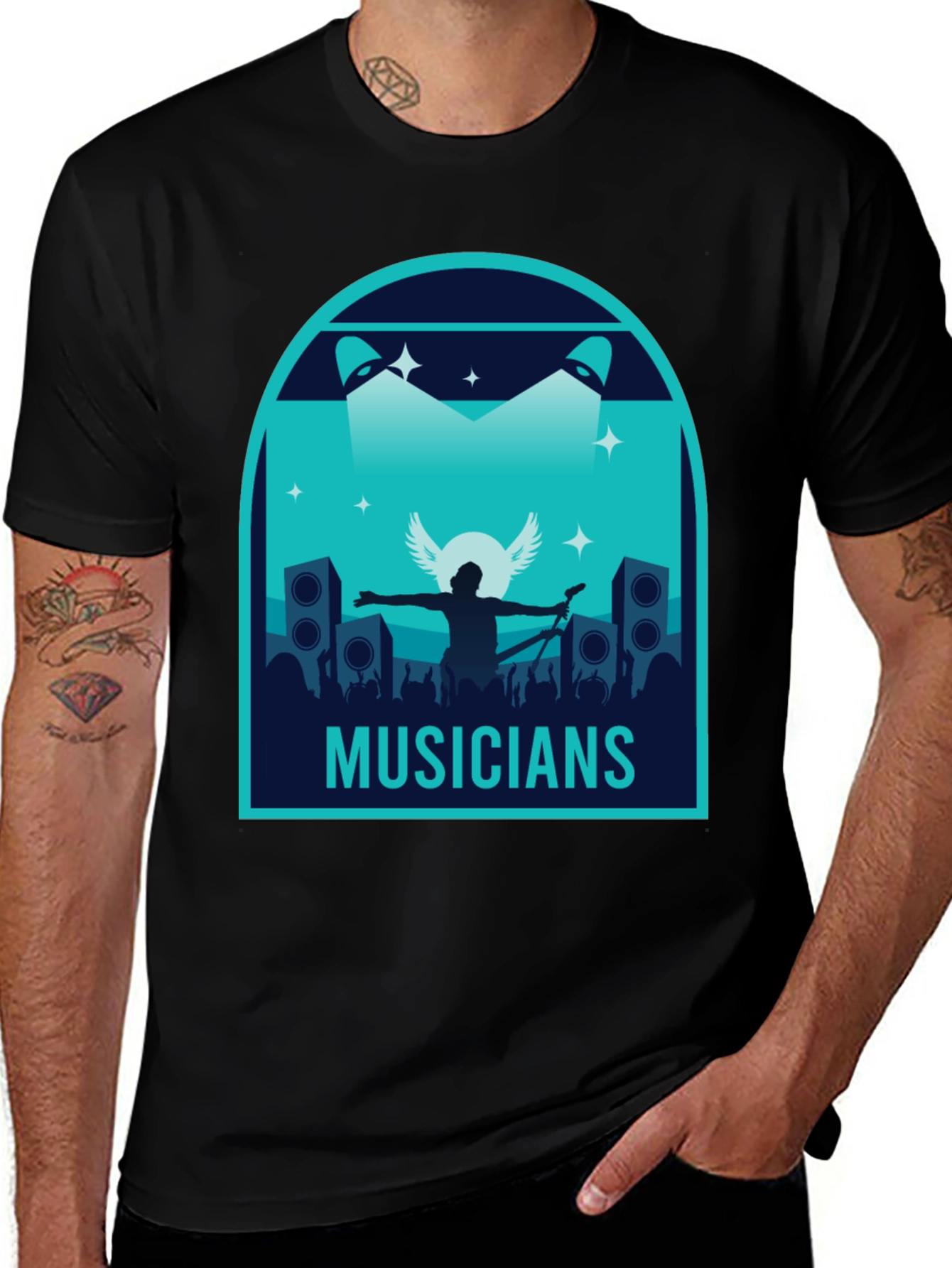 Musicians Graphic Print Black T-Shirt