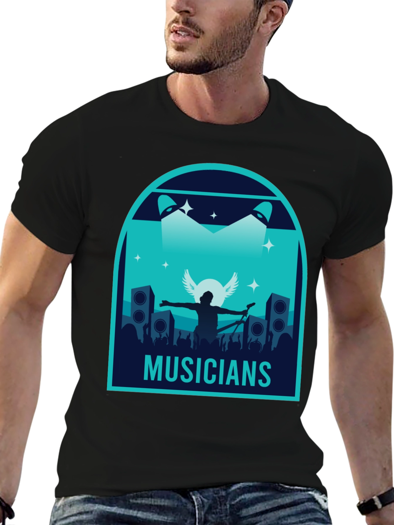 Musicians Graphic Print Black T-Shirt