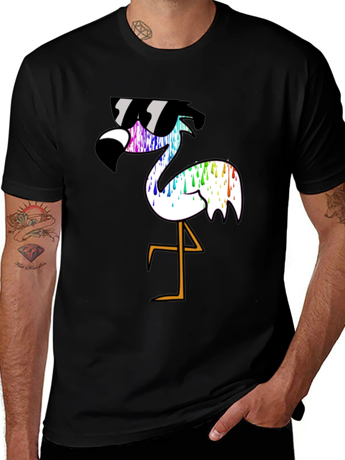 Cool Flamingo Graphic T-Shirt - Black