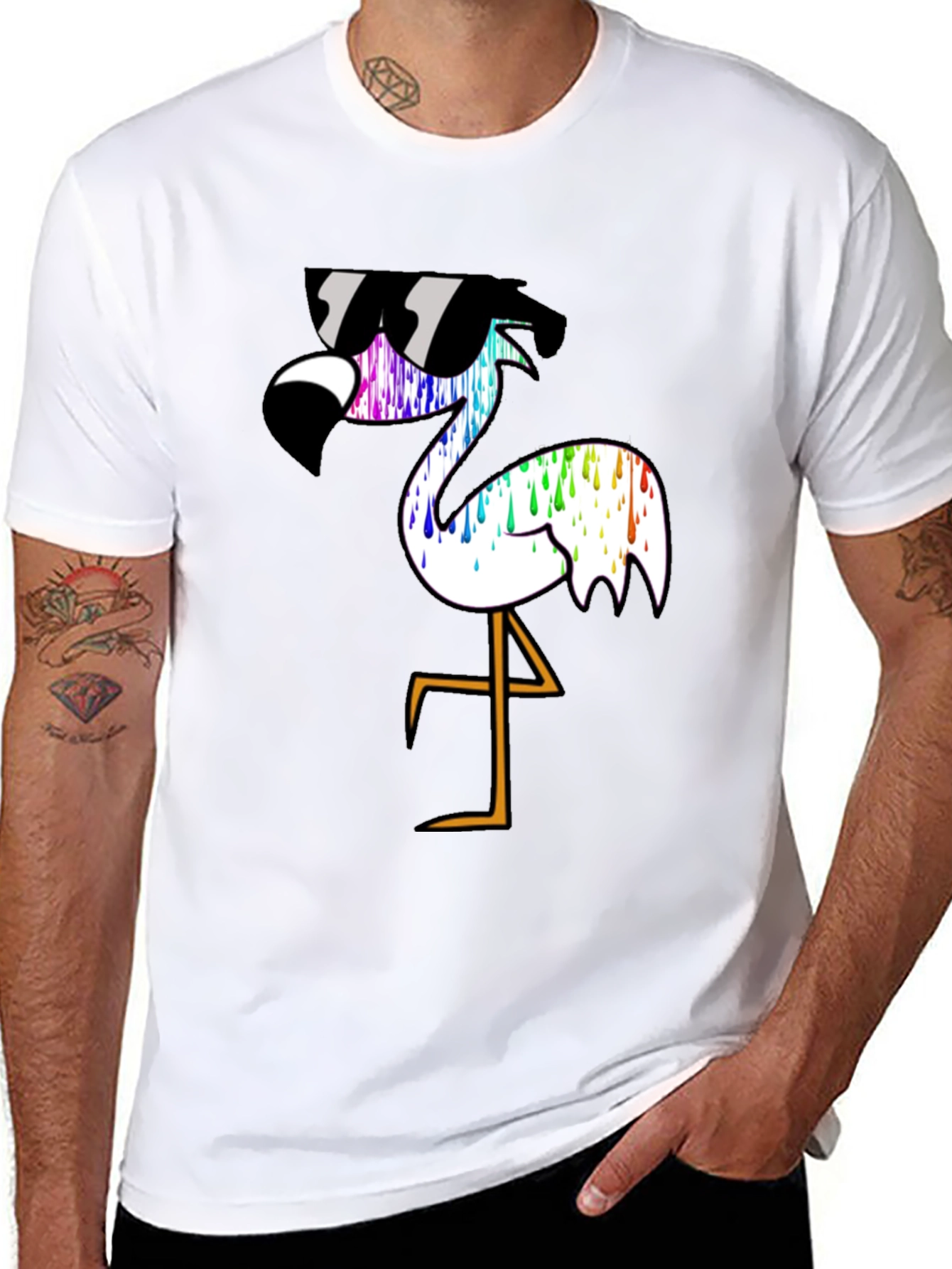 Cool Flamingo Graphic T-Shirt - Black