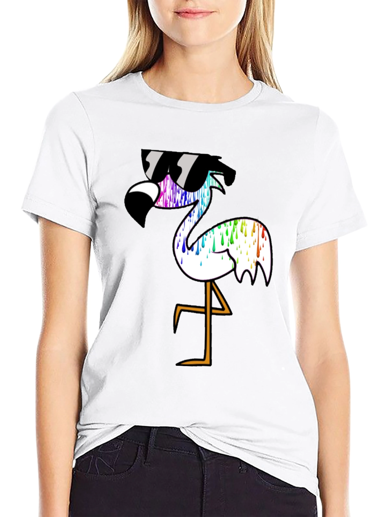 Cool Flamingo Graphic T-Shirt - Black