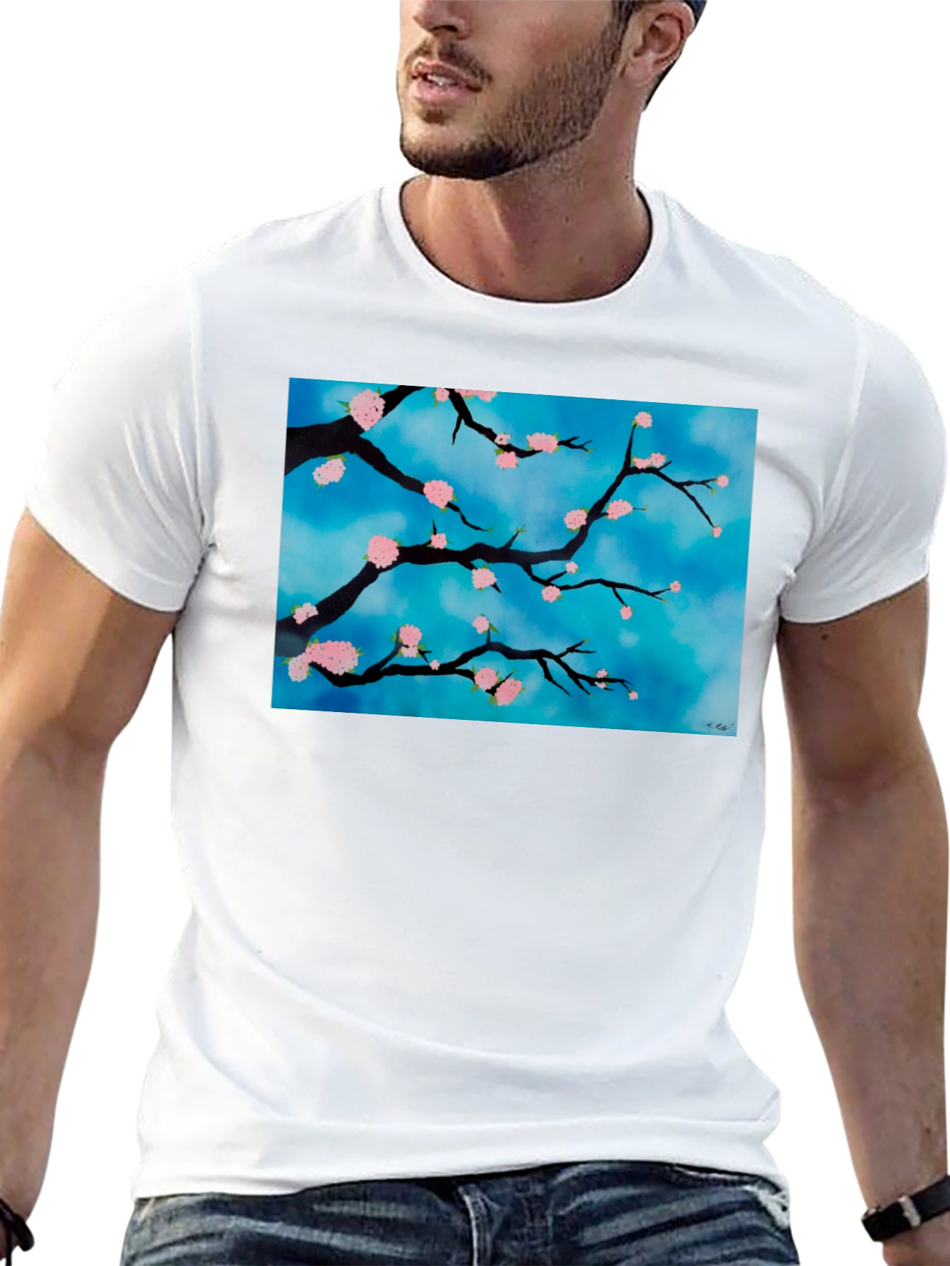 Floral Branch T-Shirt - Artistic Nature Design