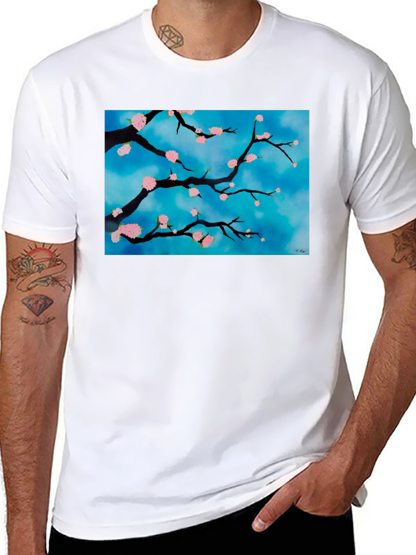 Floral Branch T-Shirt - Artistic Nature Design