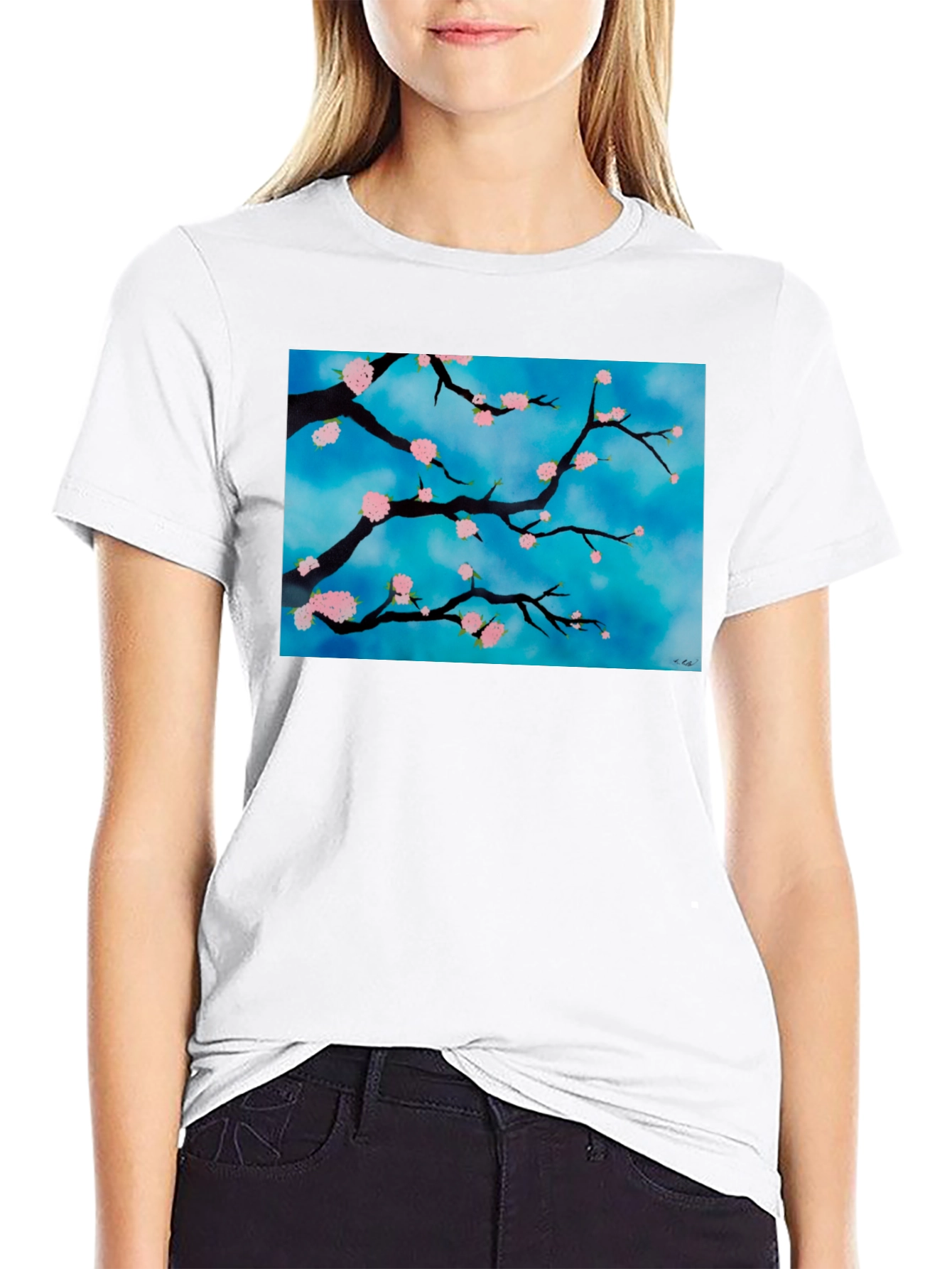 Floral Branch T-Shirt - Artistic Nature Design