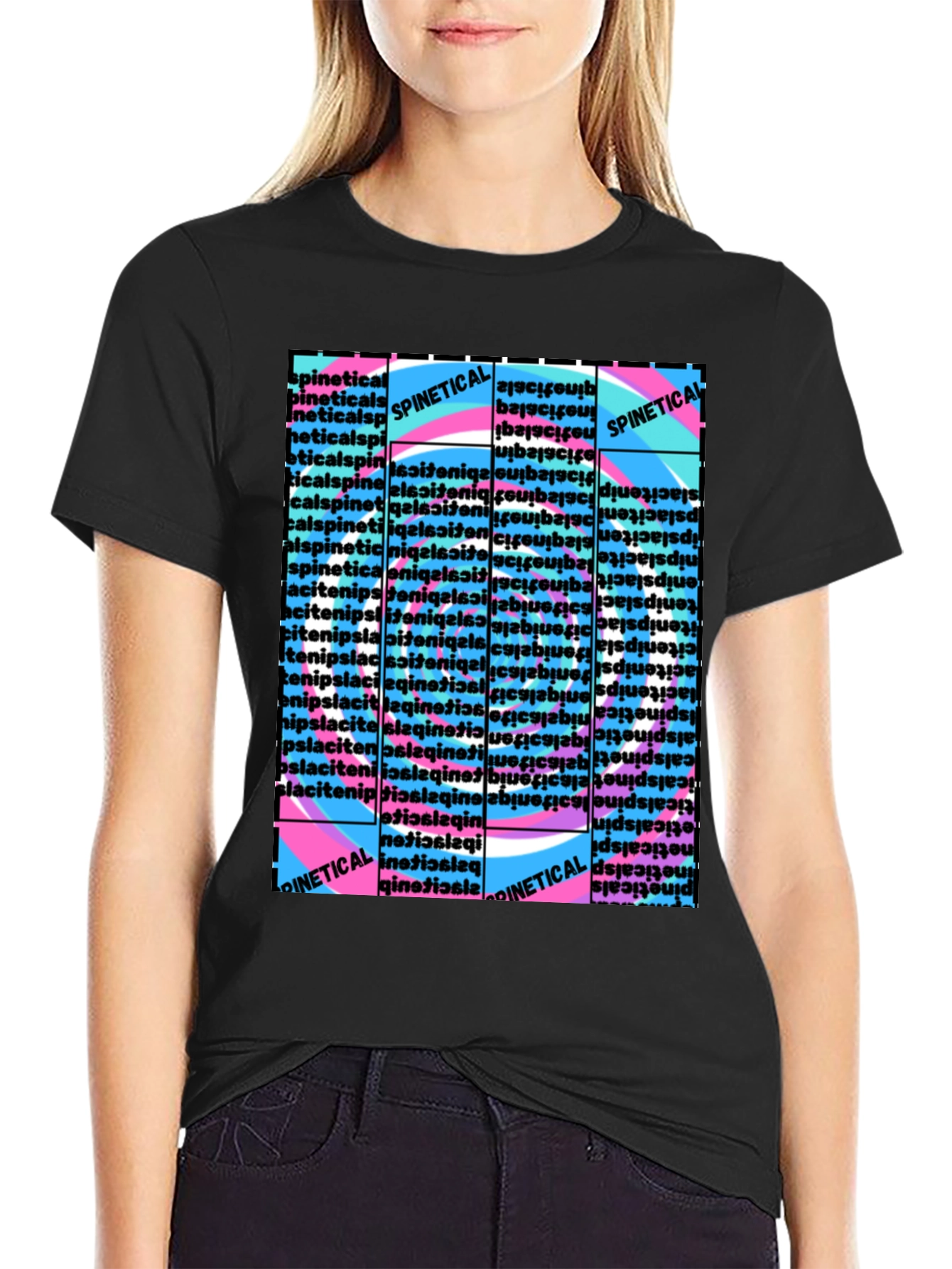 Spinetic Retro Word Pattern T-Shirt