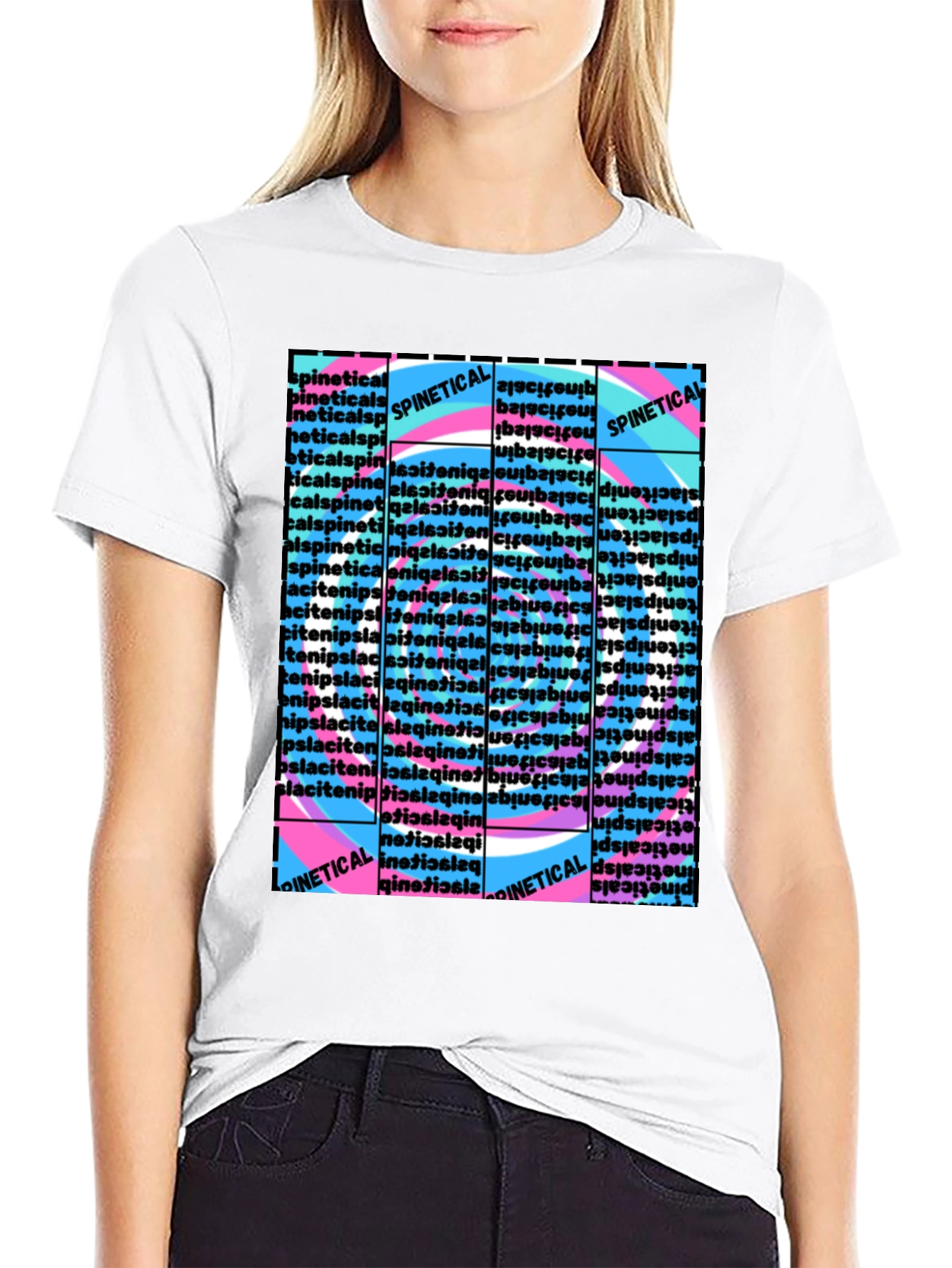Spinetic Retro Word Pattern T-Shirt