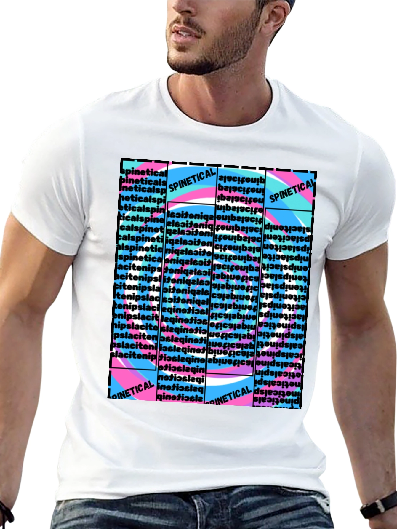 Spinetic Retro Word Pattern T-Shirt