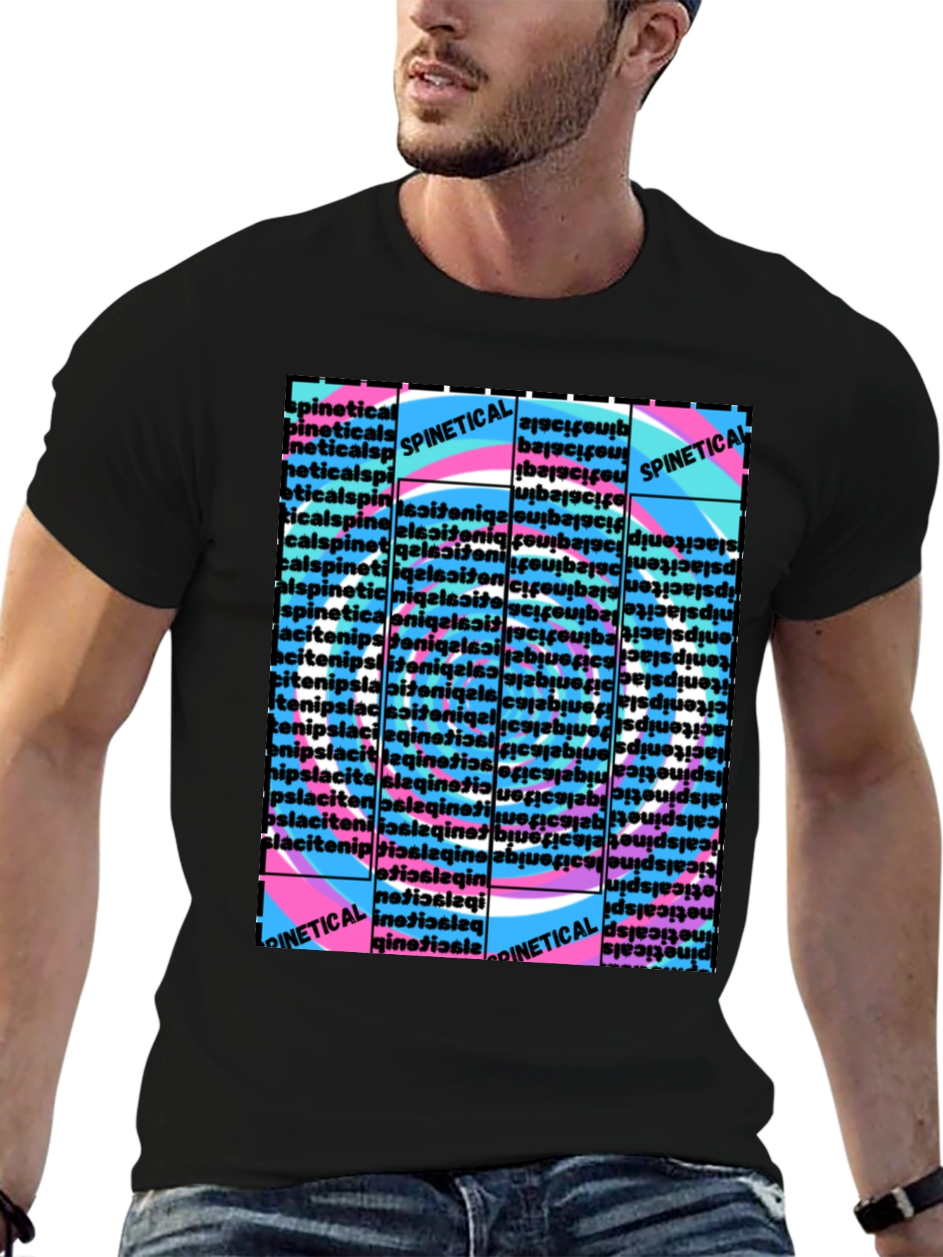 Spinetic Retro Word Pattern T-Shirt