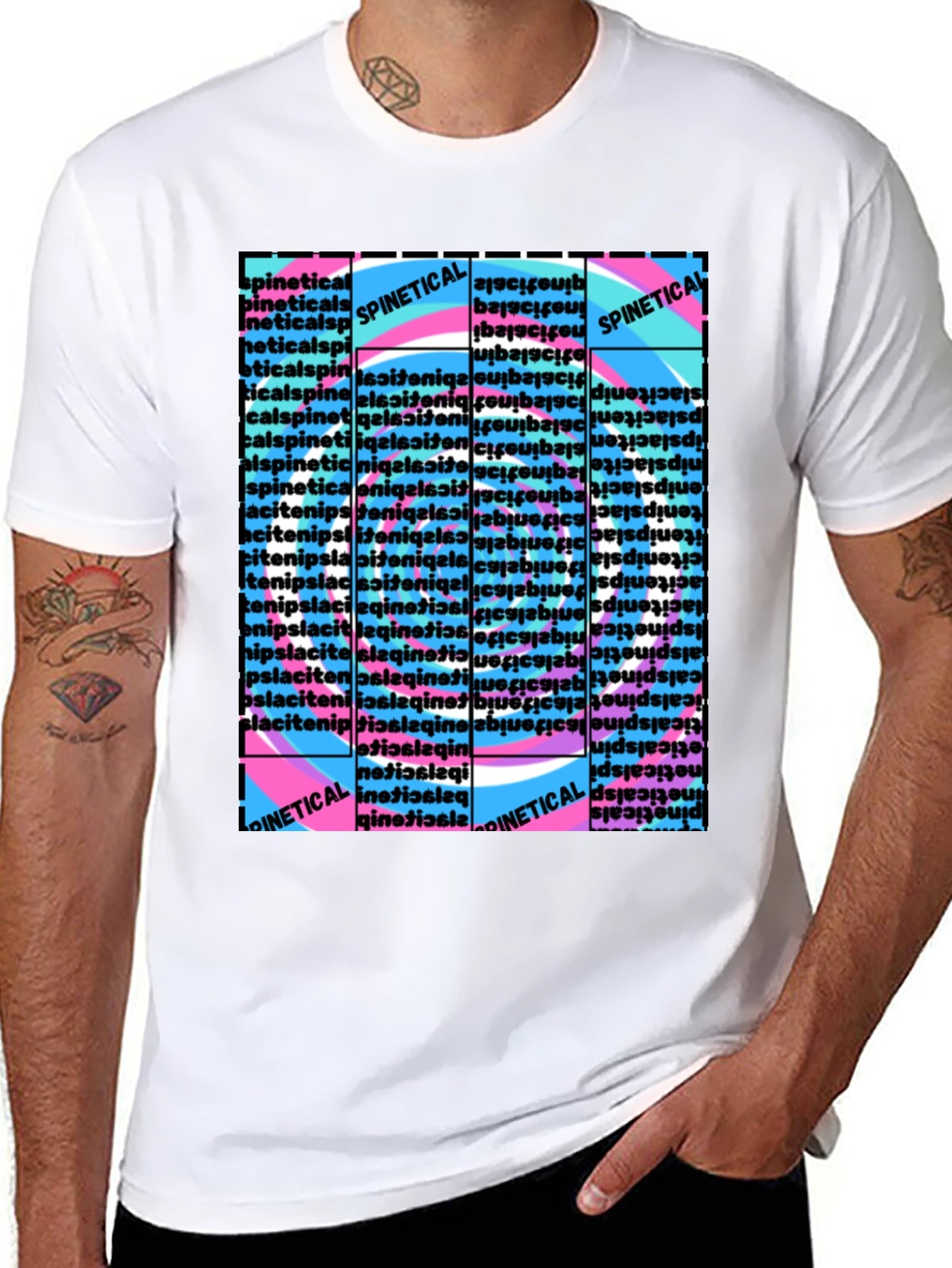 Spinetic Retro Word Pattern T-Shirt