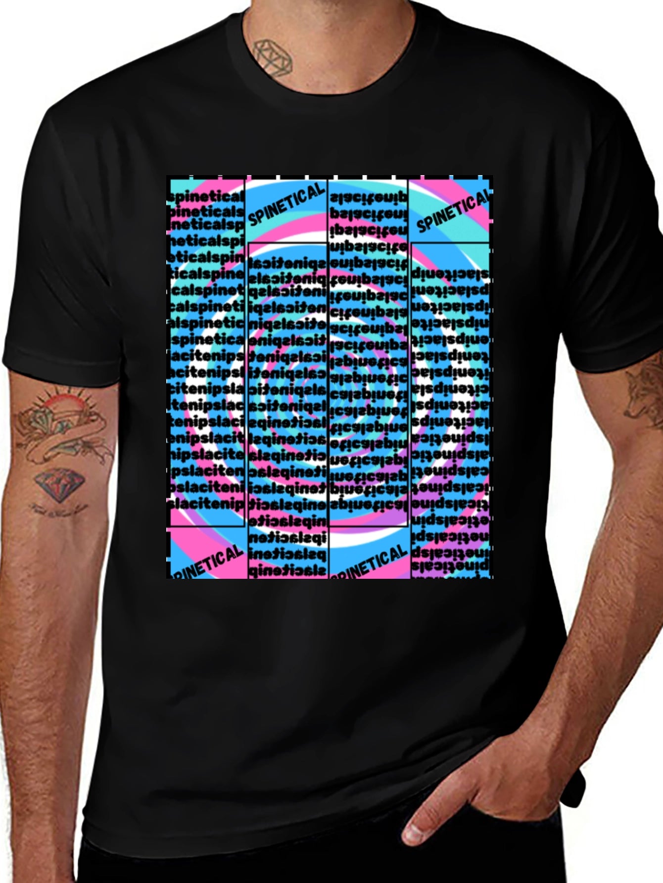 Spinetic Retro Word Pattern T-Shirt