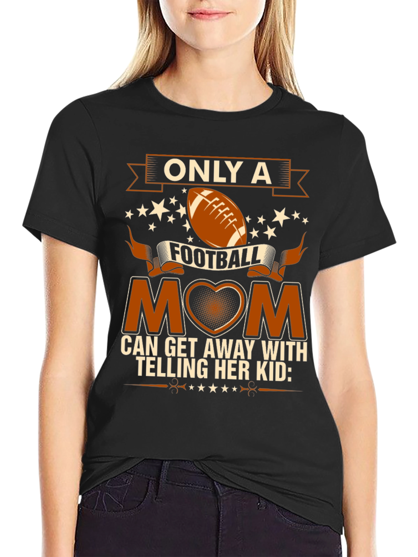 Football Mom Graphic Tee - Black