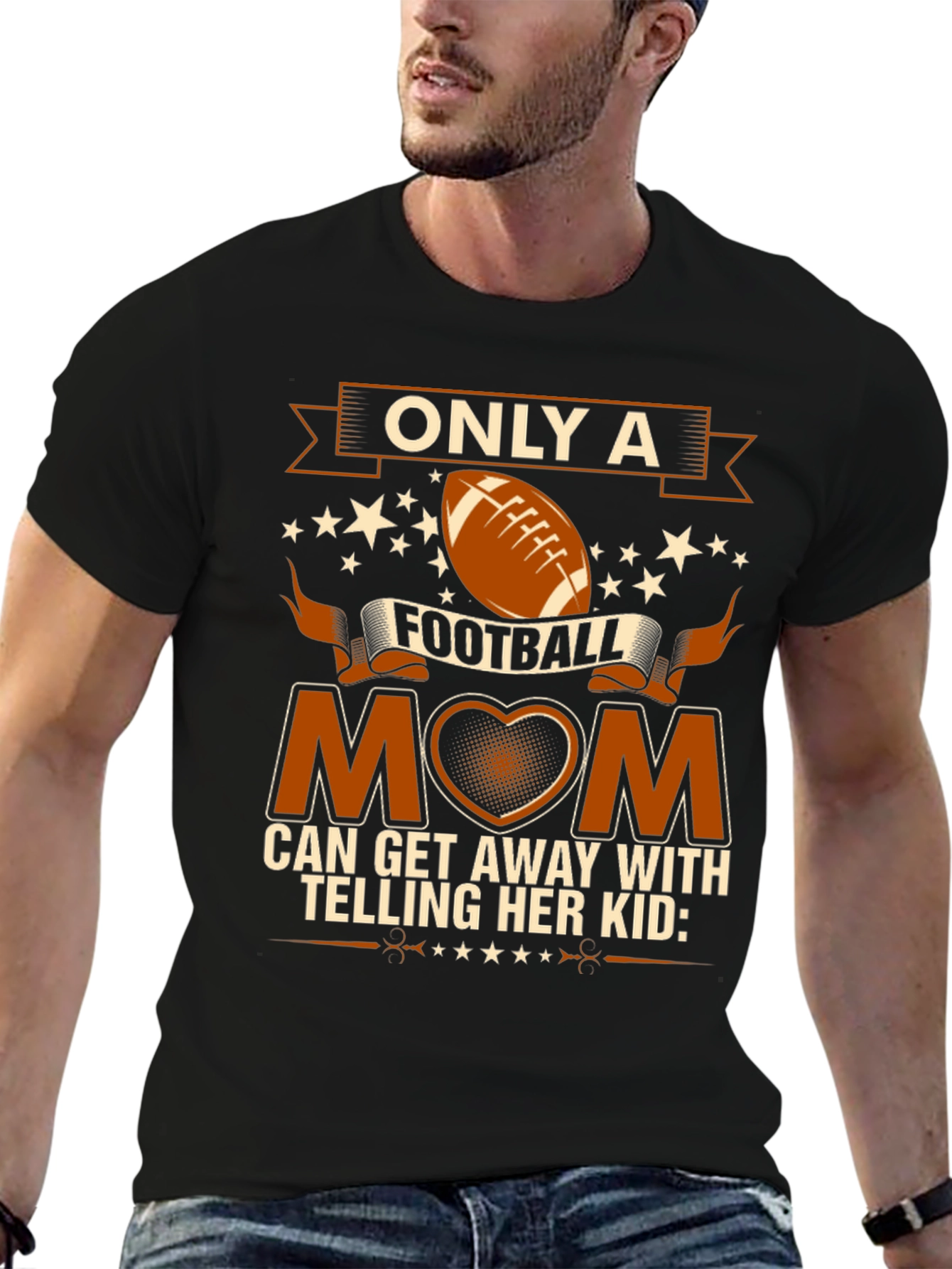 Football Mom Graphic Tee - Black