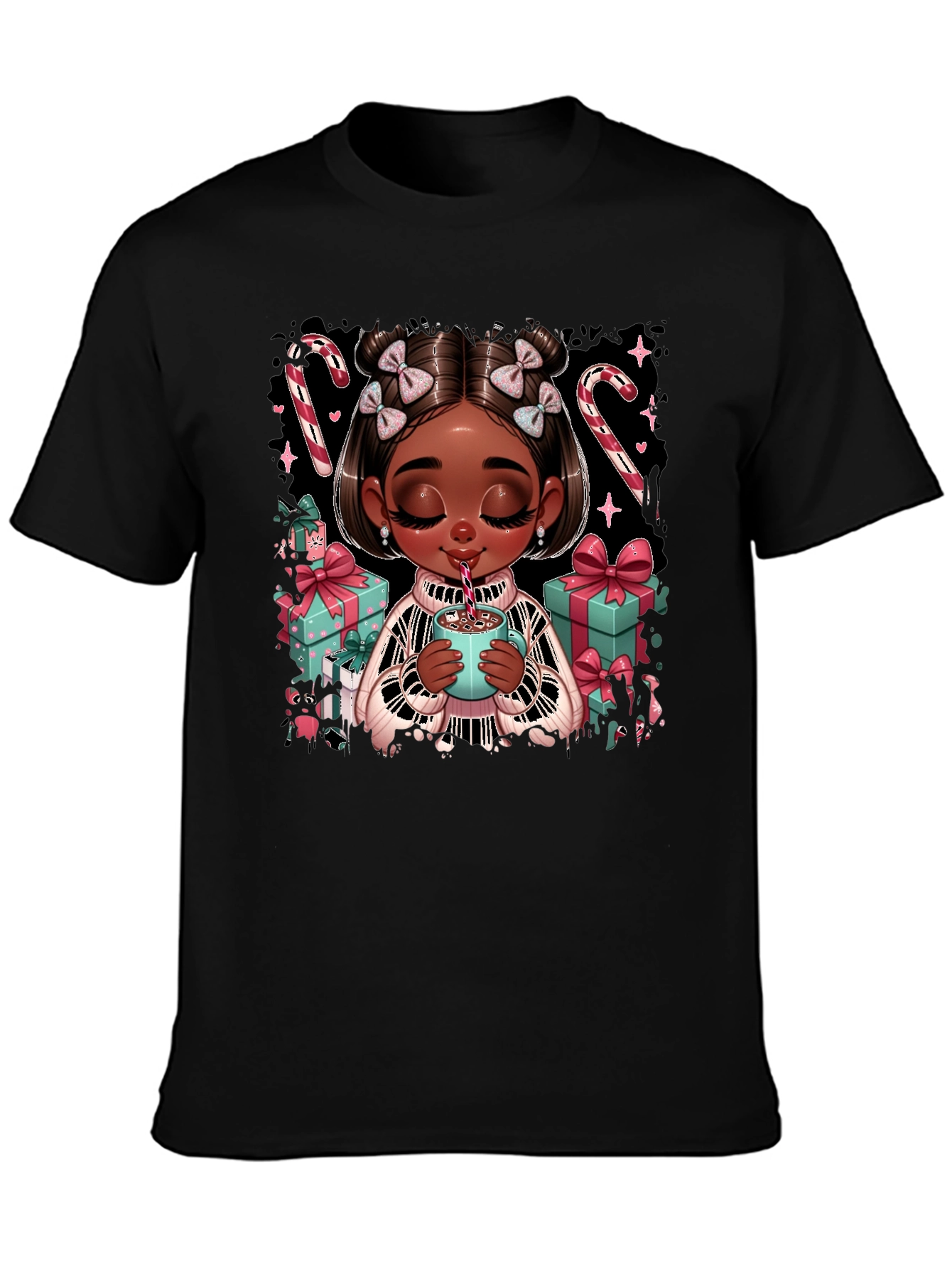 Festive Holiday Girl Graphic Tee