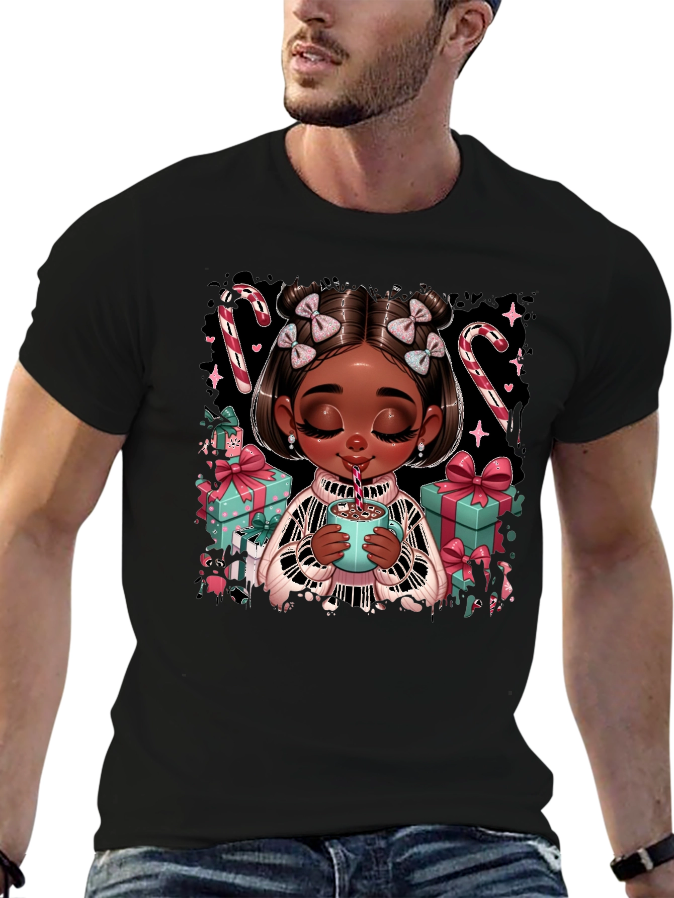 Festive Holiday Girl Graphic Tee