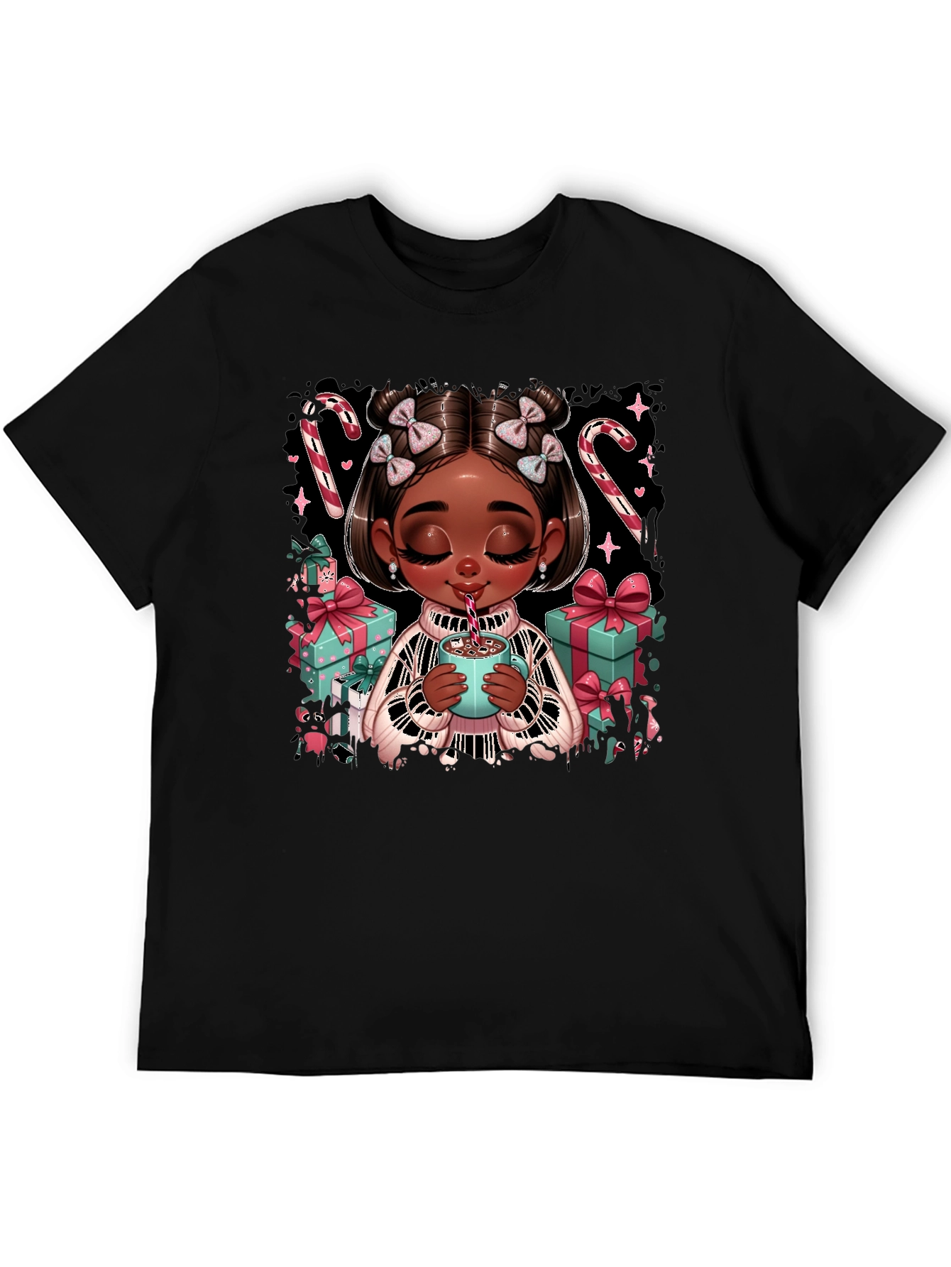 Festive Holiday Girl Graphic Tee