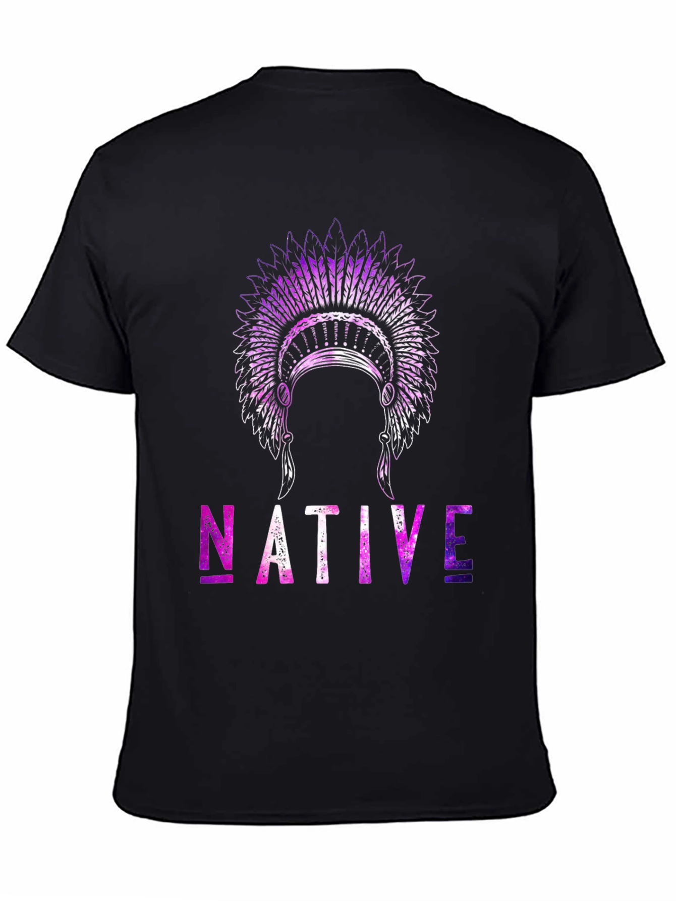Native Headdress Graphic T-Shirt - Black
