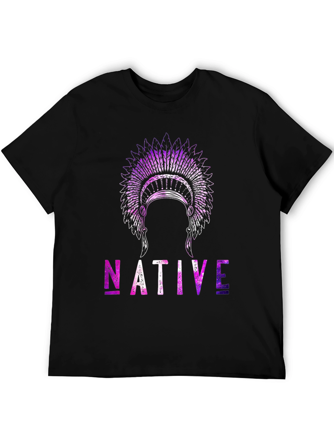 Native Headdress Graphic T-Shirt - Black