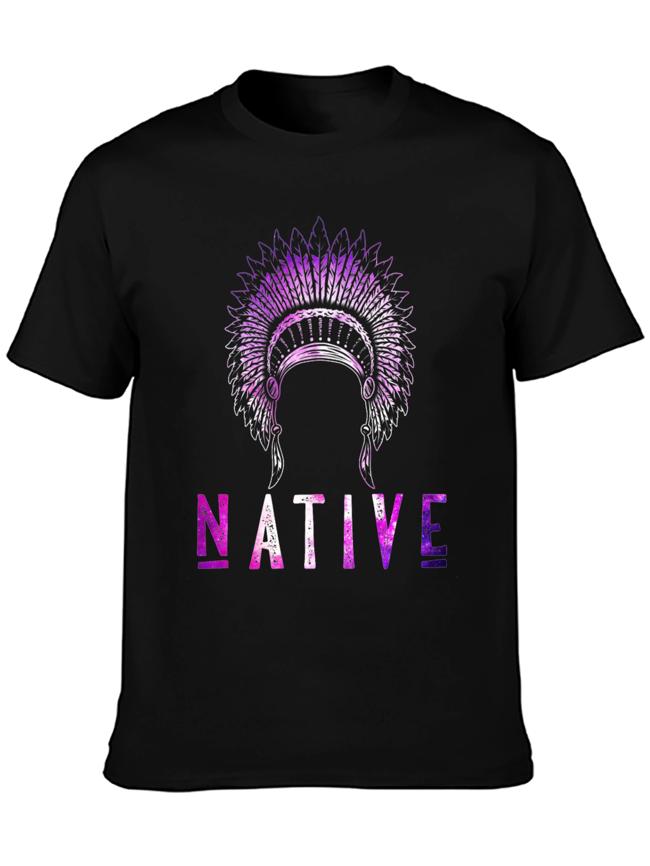 Native Headdress Graphic T-Shirt - Black