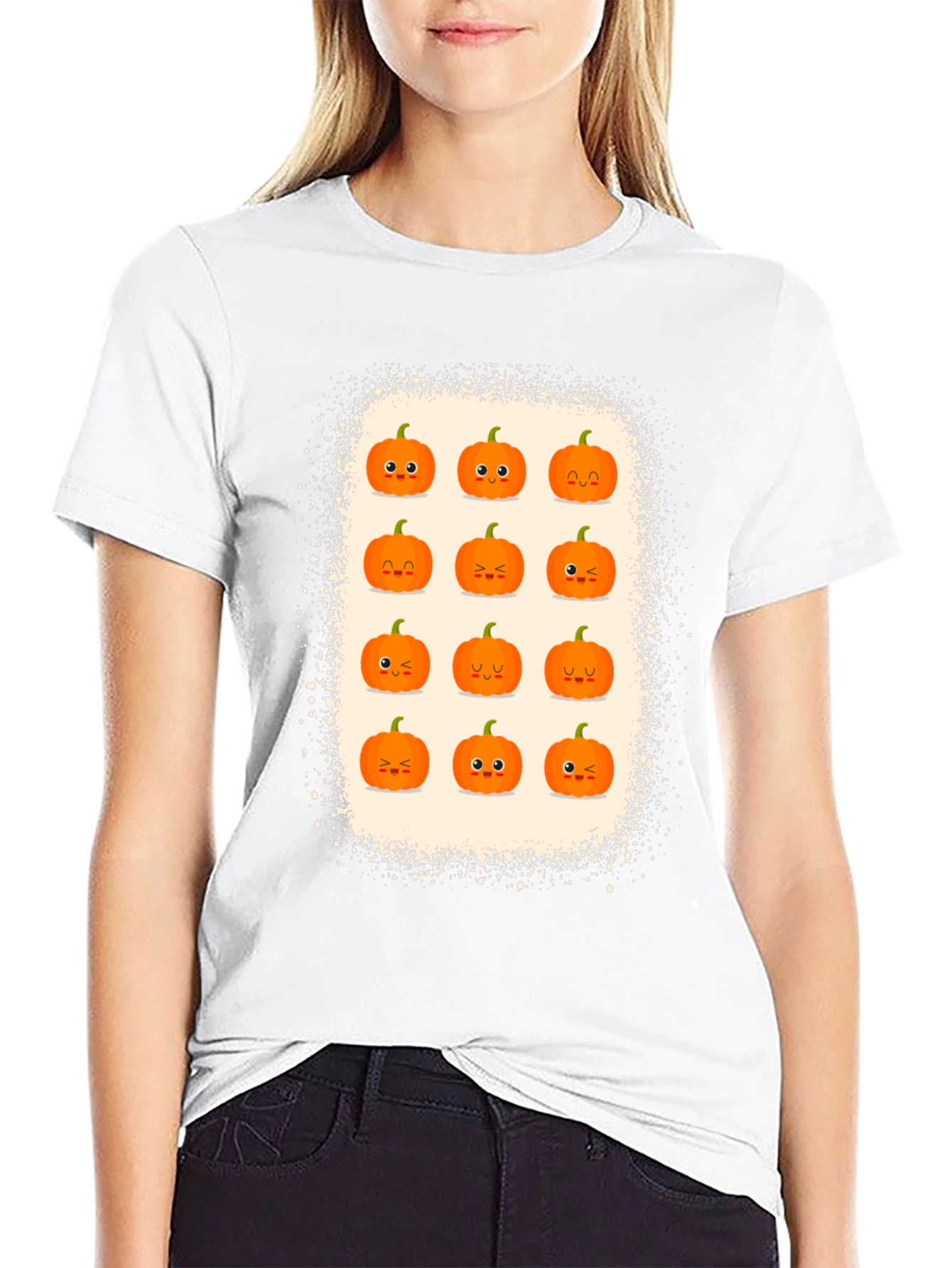 Cute Halloween Pumpkin Face Graphic Tee