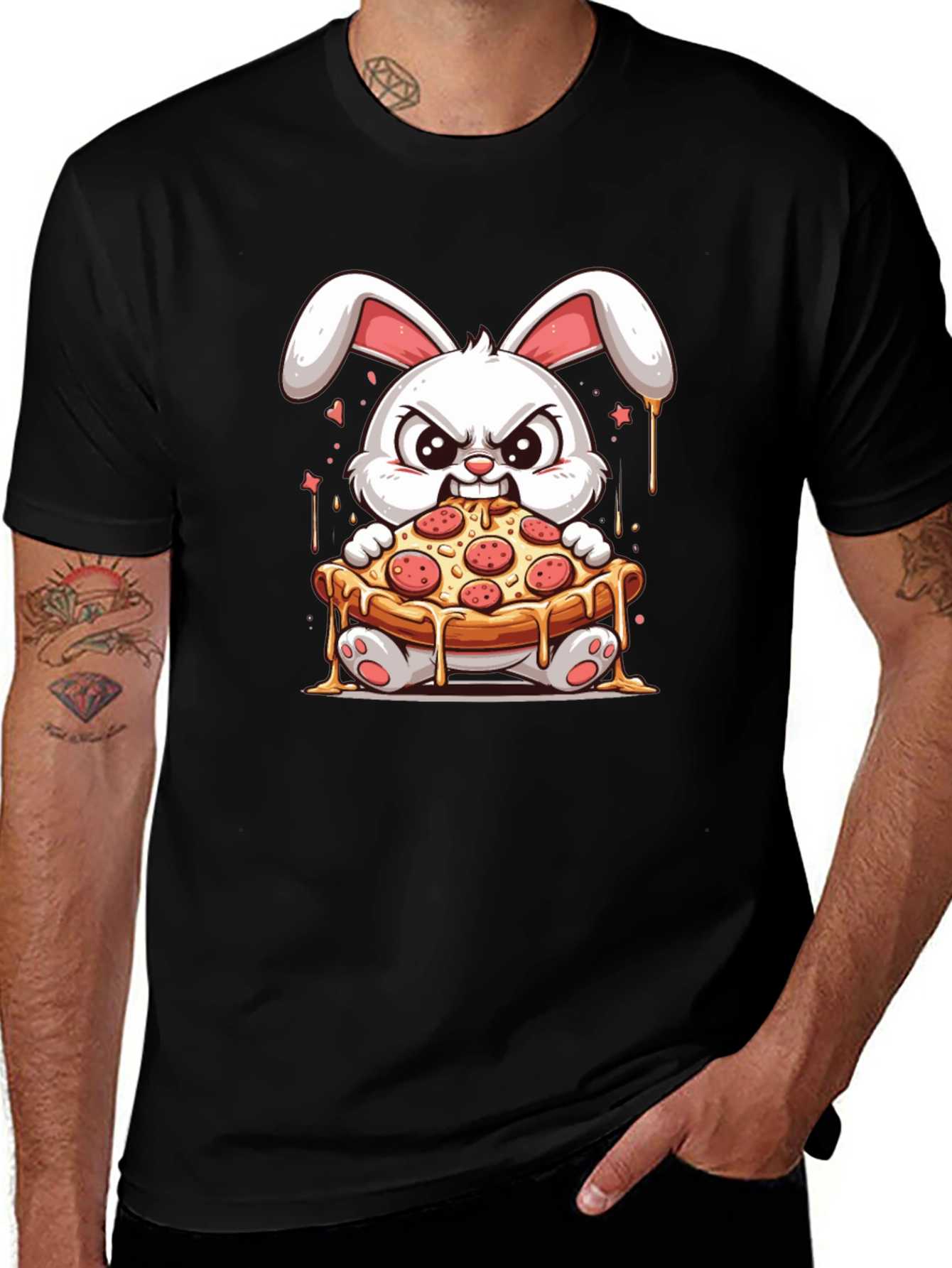 Bunny Pizza Lover T-Shirt - Cartoon Graphic Tee