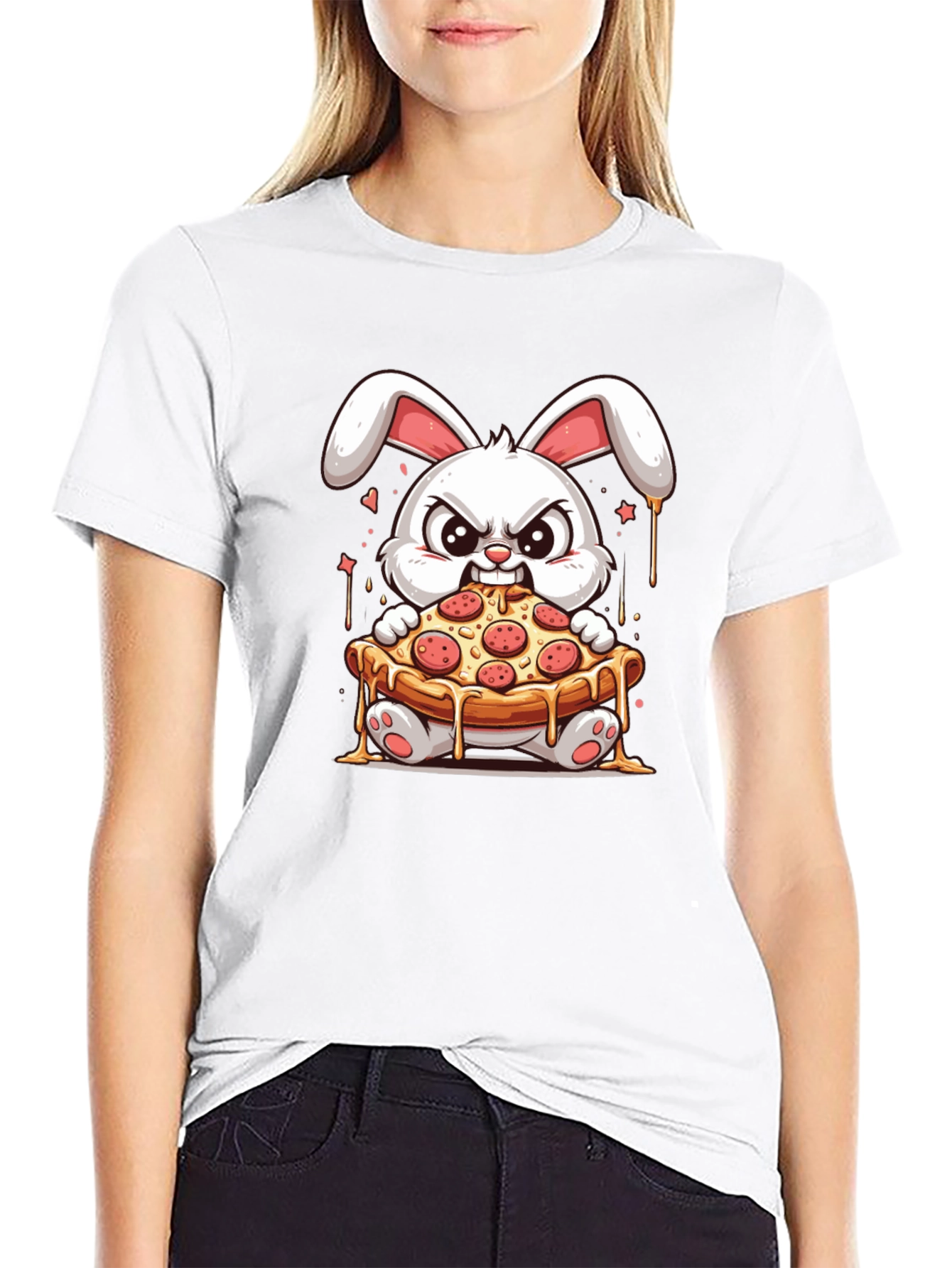 Bunny Pizza Lover T-Shirt - Cartoon Graphic Tee
