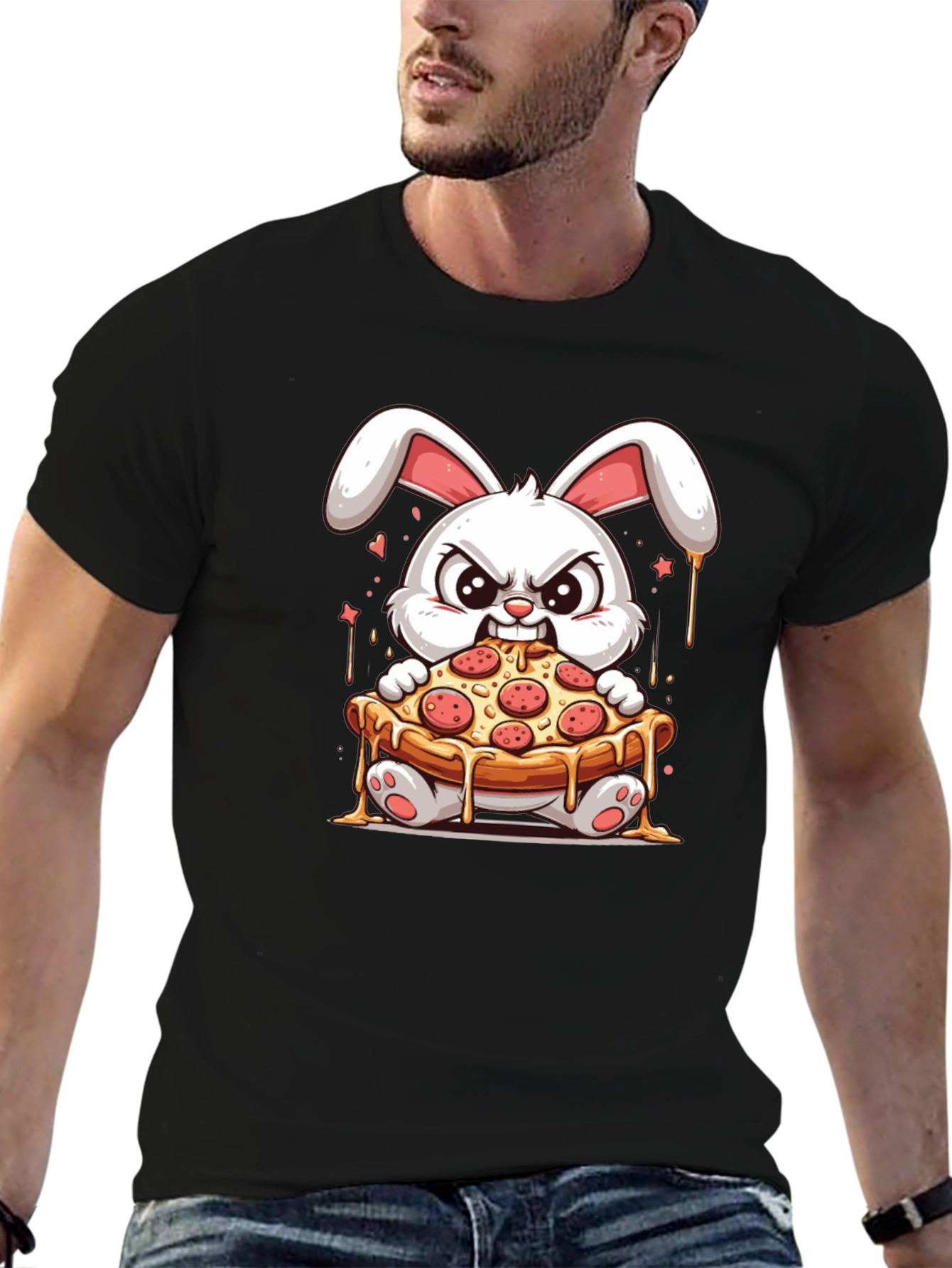 Bunny Pizza Lover T-Shirt - Cartoon Graphic Tee