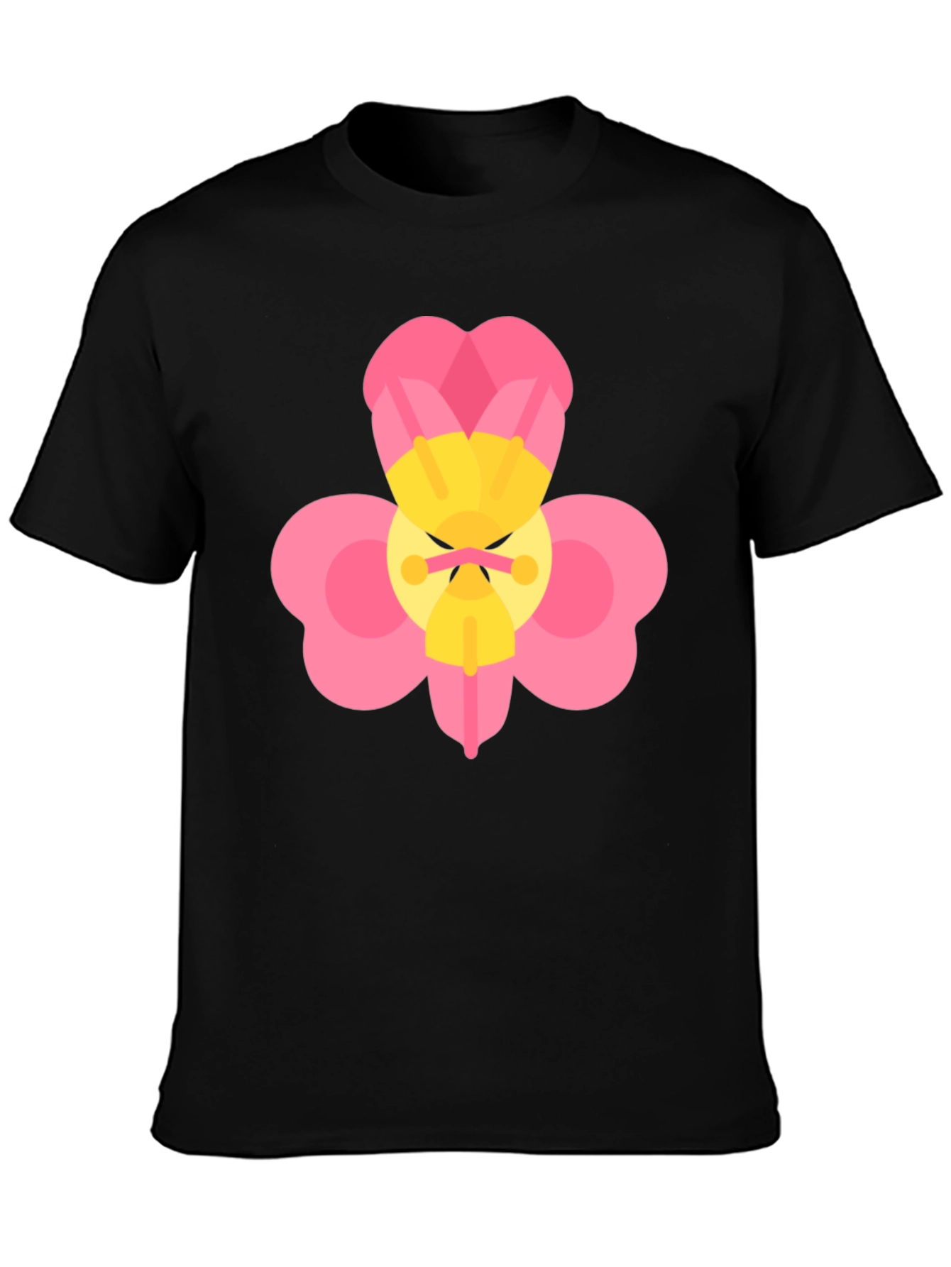Funny Flower Graphic Black T-Shirt