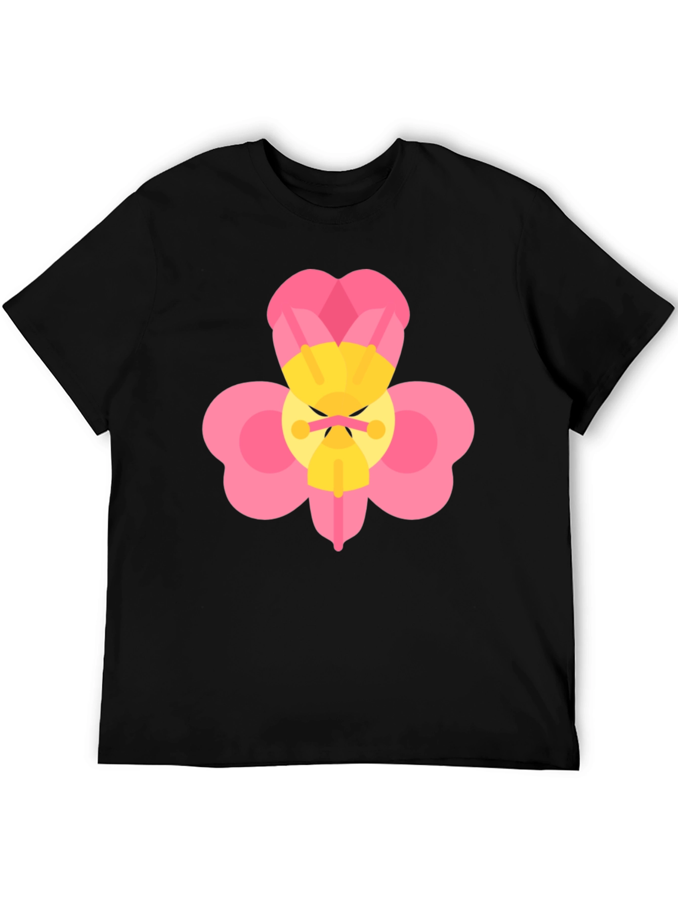 Funny Flower Graphic Black T-Shirt