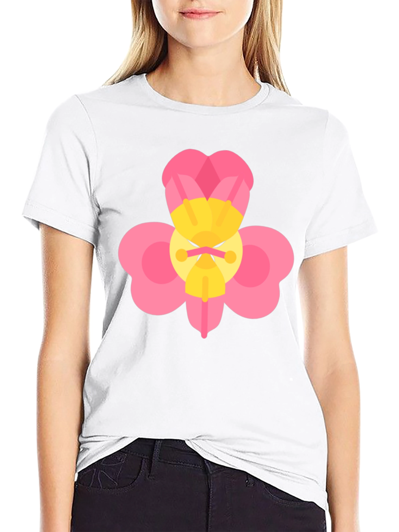 Funny Flower Graphic Black T-Shirt