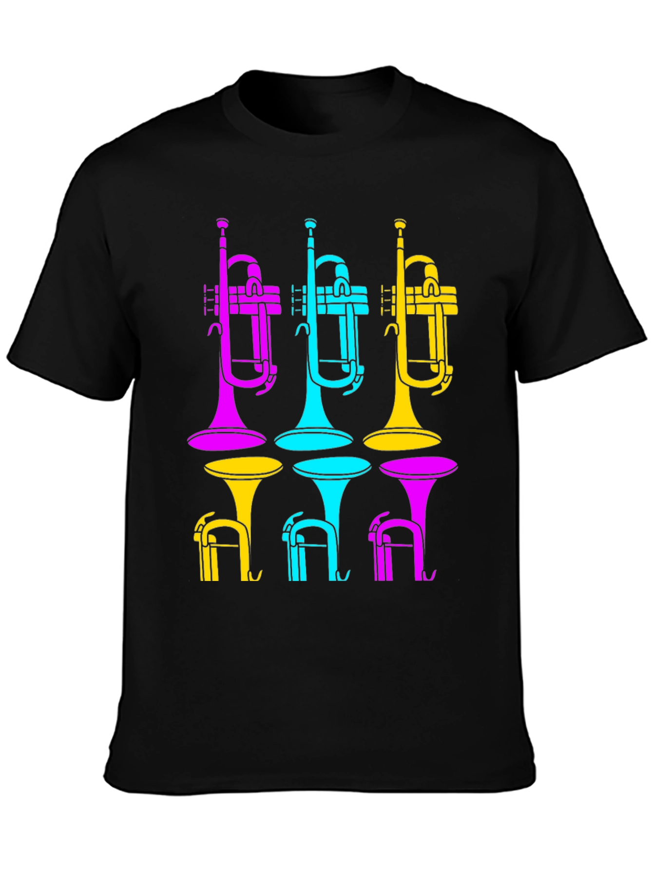 Vibrant Trumpet Design Black T-Shirt