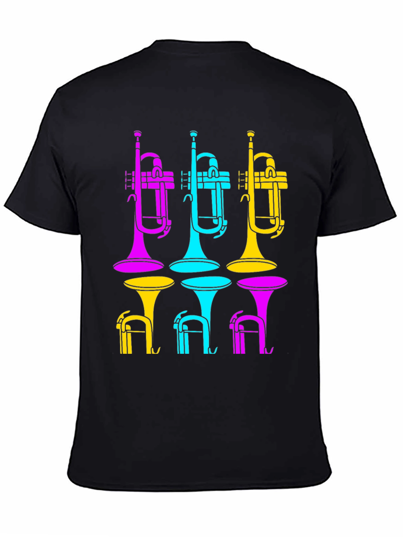 Vibrant Trumpet Design Black T-Shirt