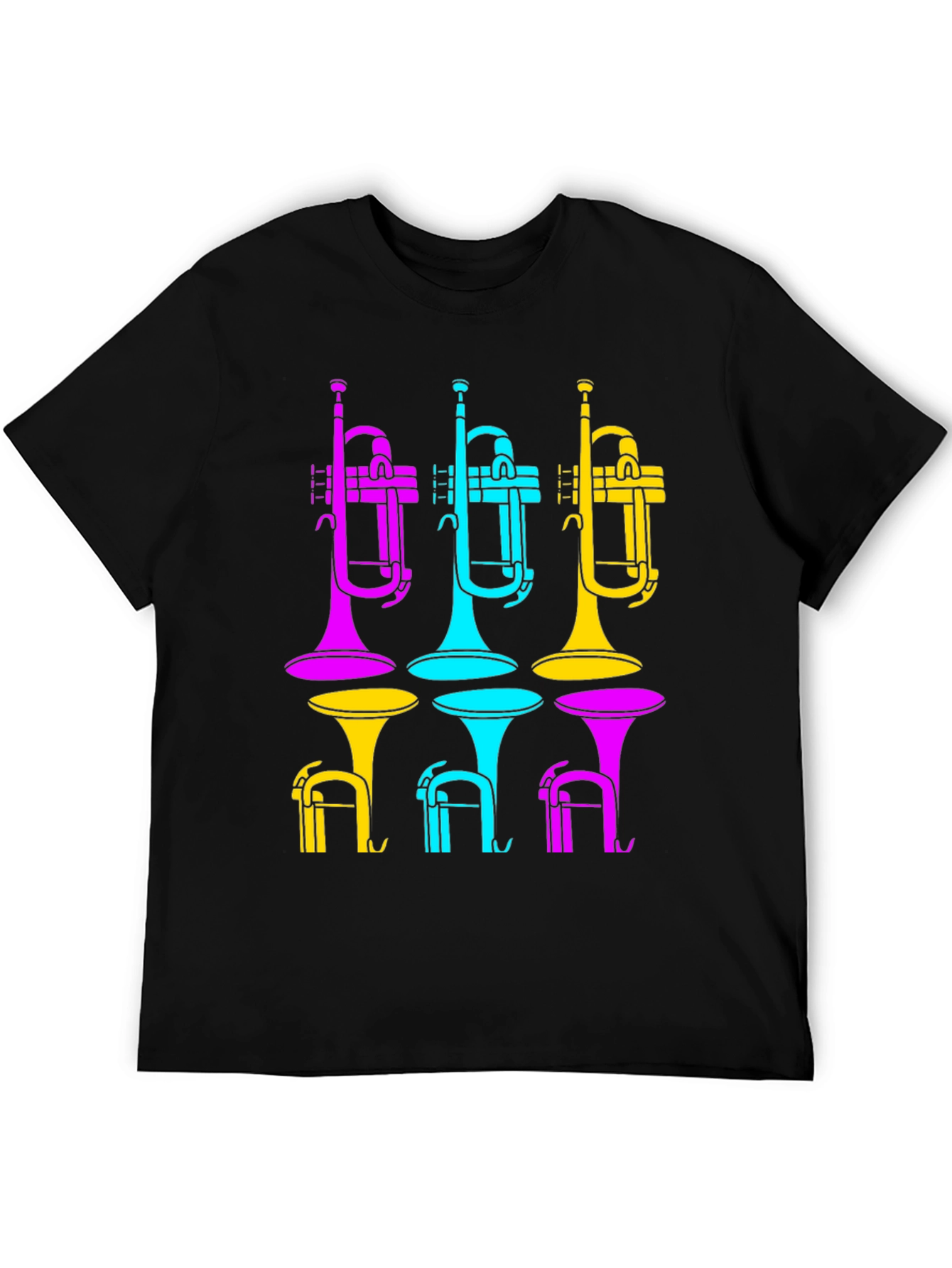 Vibrant Trumpet Design Black T-Shirt