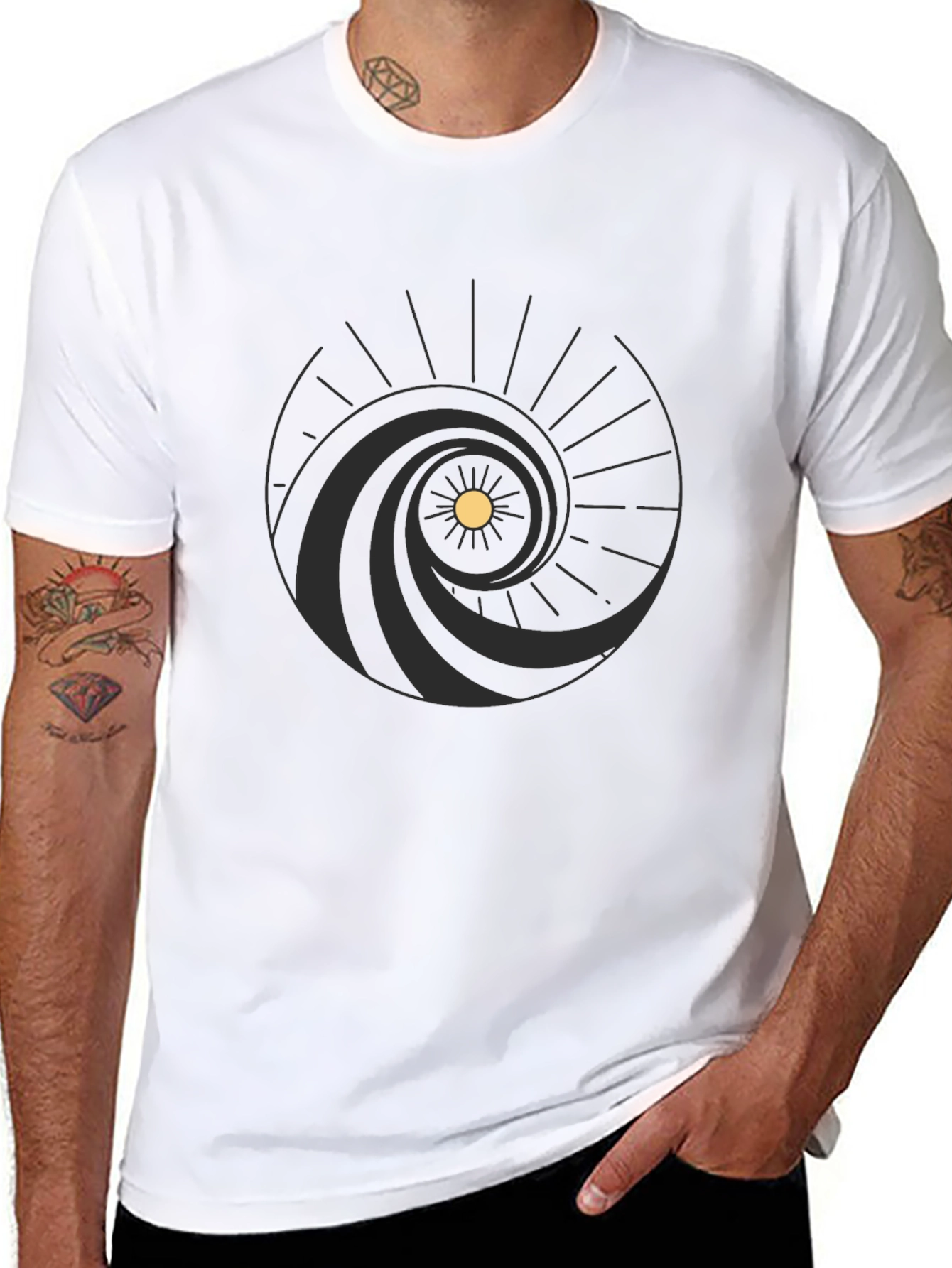 Abstract Sun Wave Graphic Tee