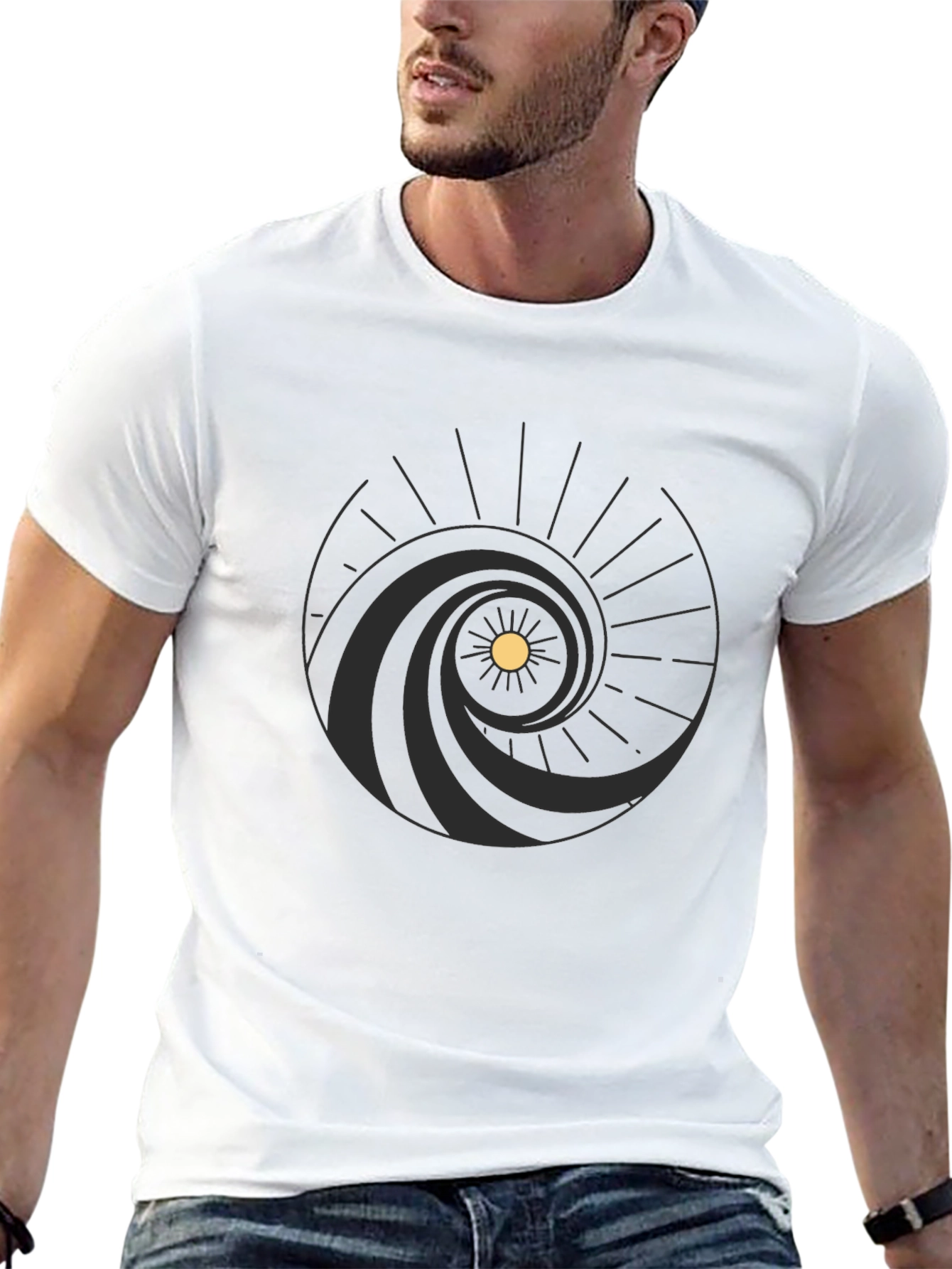 Abstract Sun Wave Graphic Tee