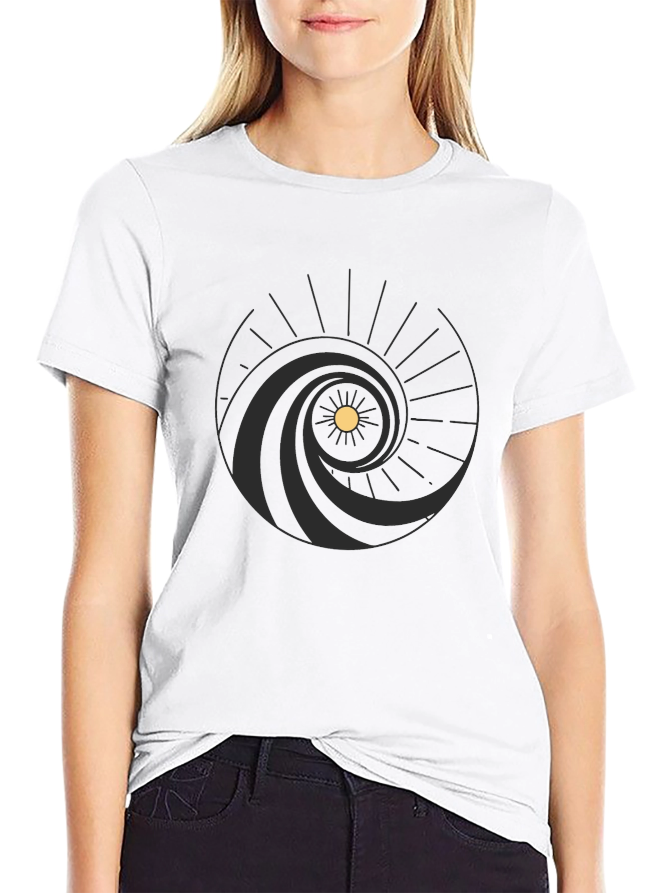 Abstract Sun Wave Graphic Tee